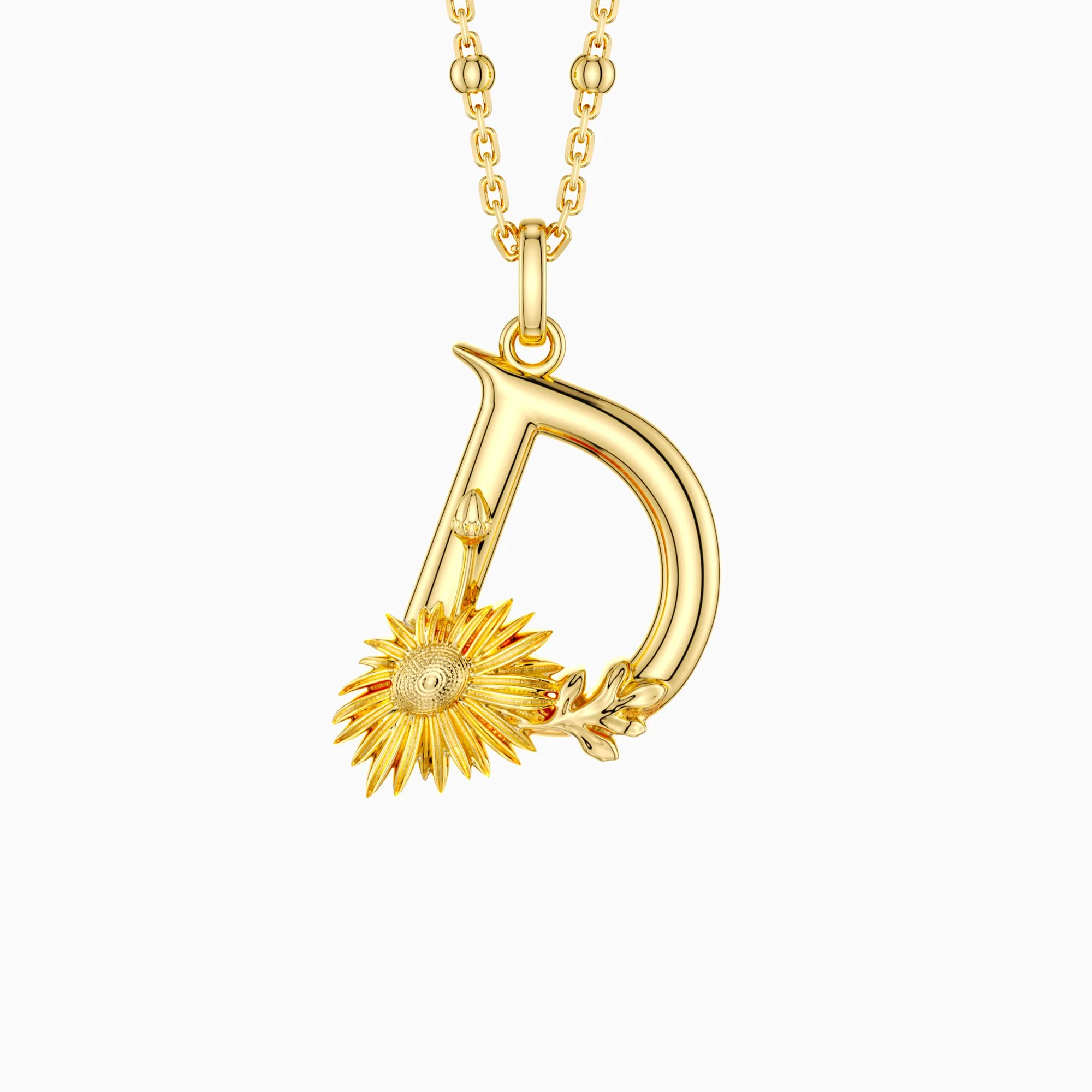 Daisy Blossom Letter D Pendant Necklace sold by Vanimy Jewelry