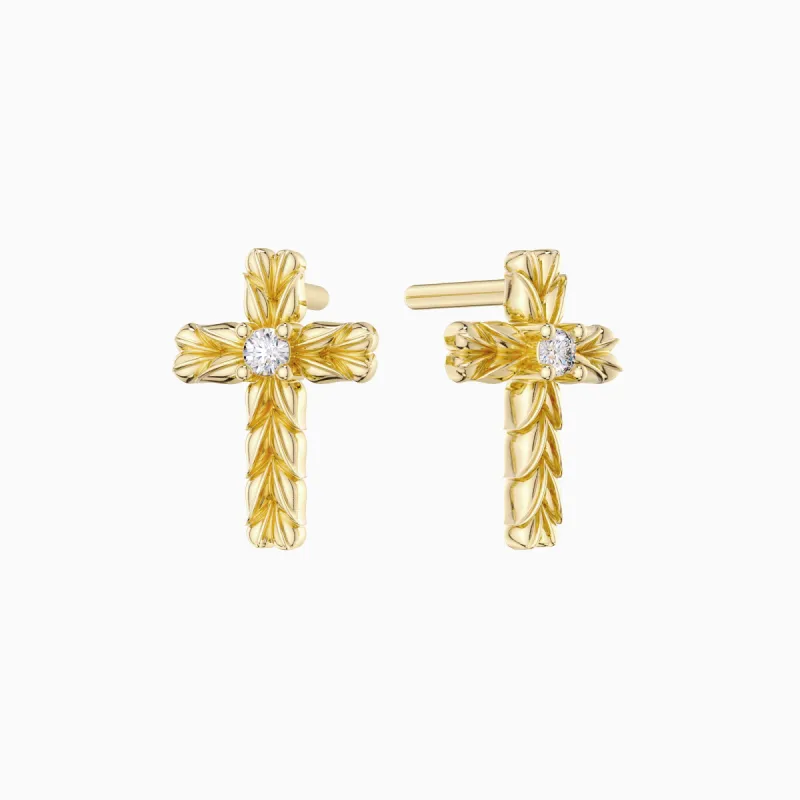 Harvest Blessings Cross Stud Earrings sold by Vanimy Jewelry