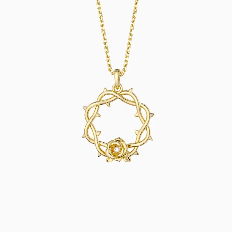 Crown of Thorns Rose Pendant Necklace sold by Vanimy Jewelry