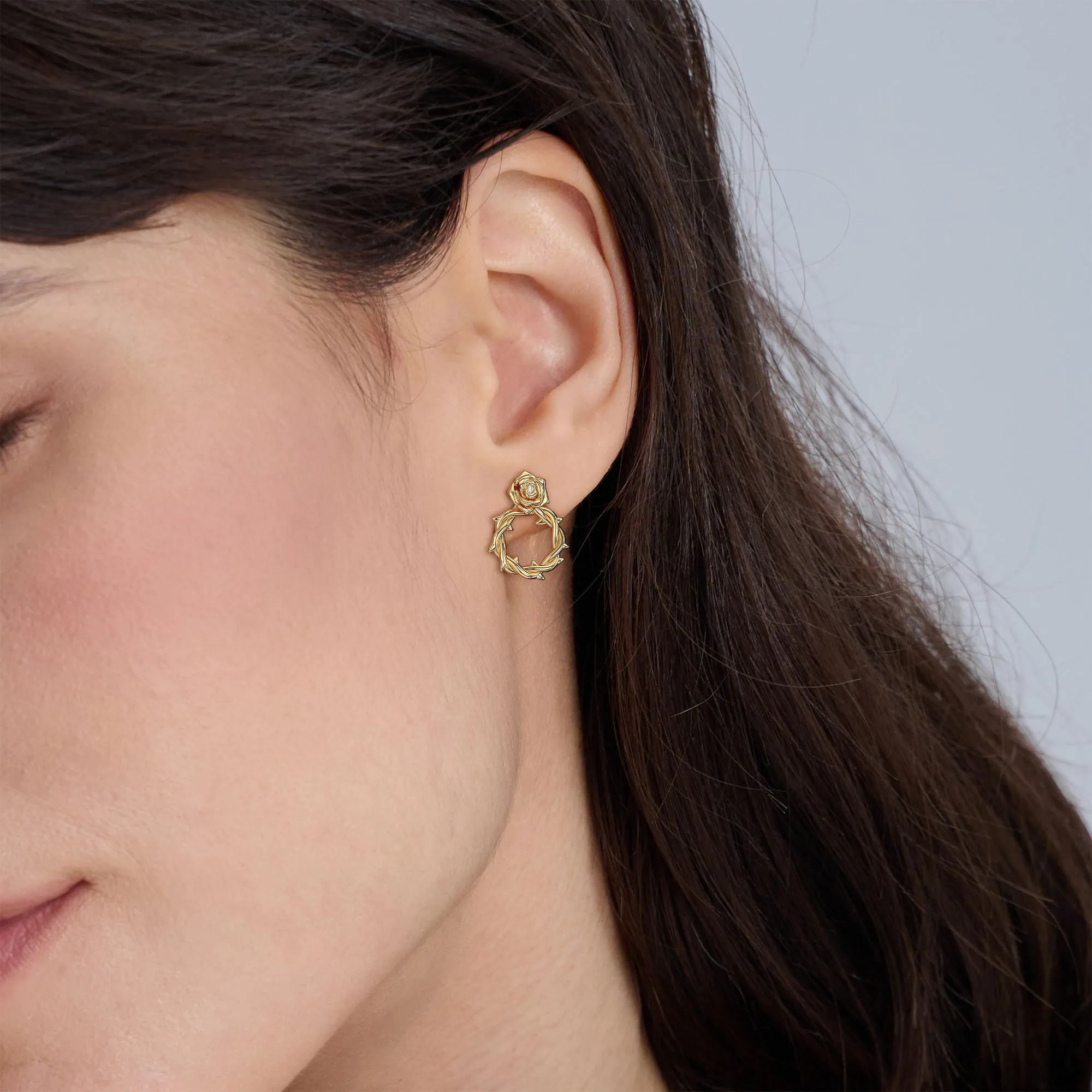 Crown of Thorns Rose Stud Earrings sold by Vanimy Jewelry product image thumbnail 2