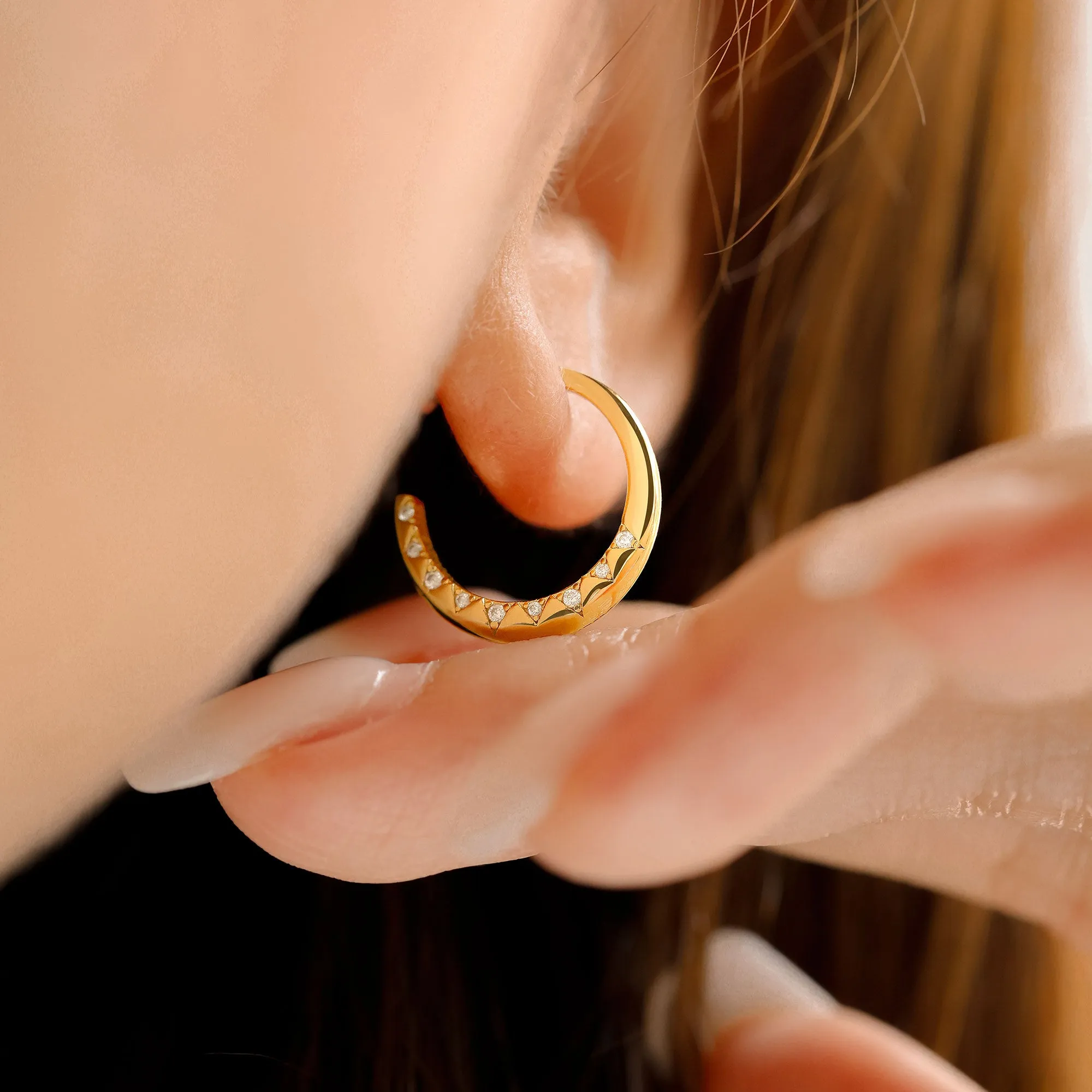 Promised Land Genesis Light Half Hoop Stud Earrings sold by Vanimy Jewelry product image thumbnail 2