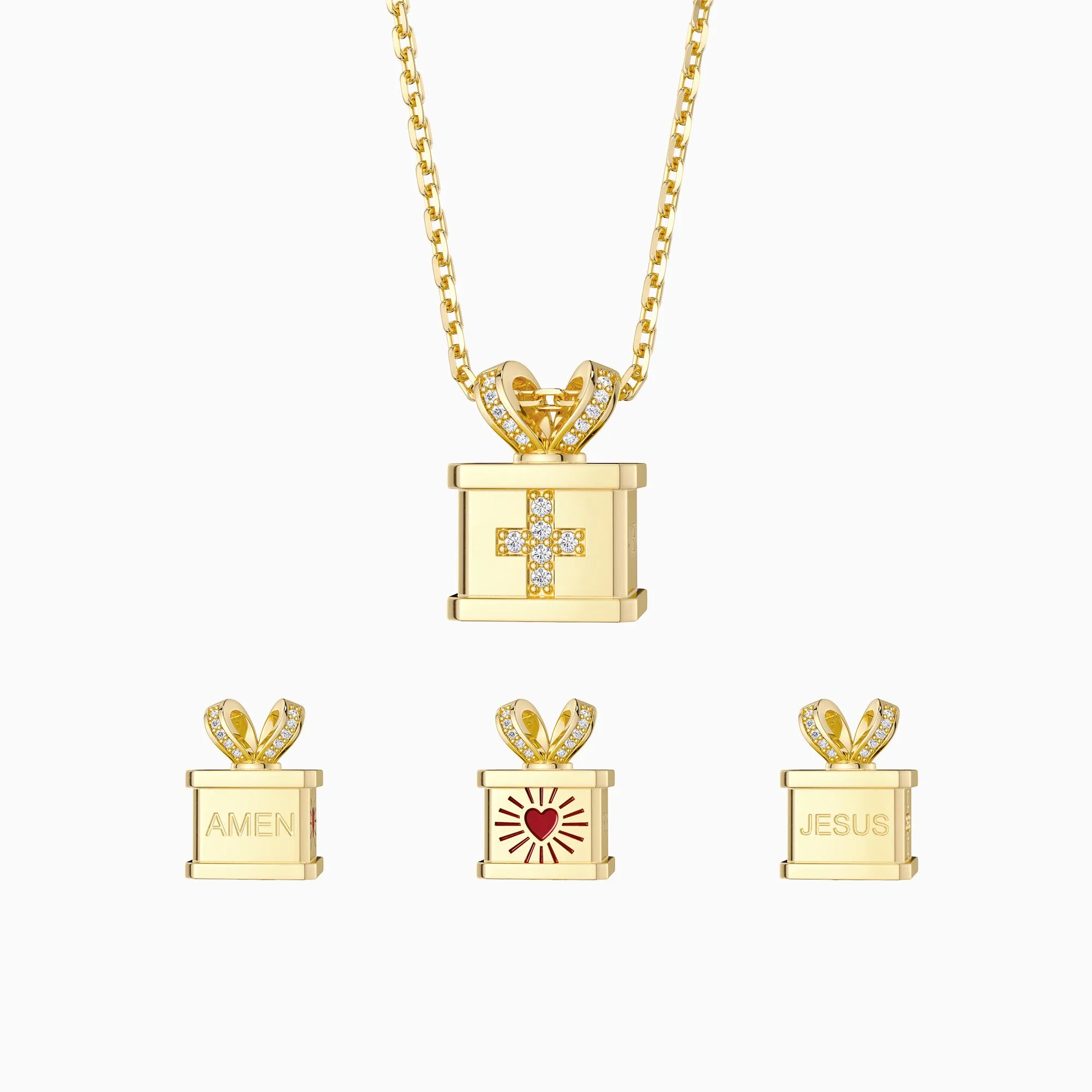 Gift Box Spinner Necklace sold by Vanimy Jewelry