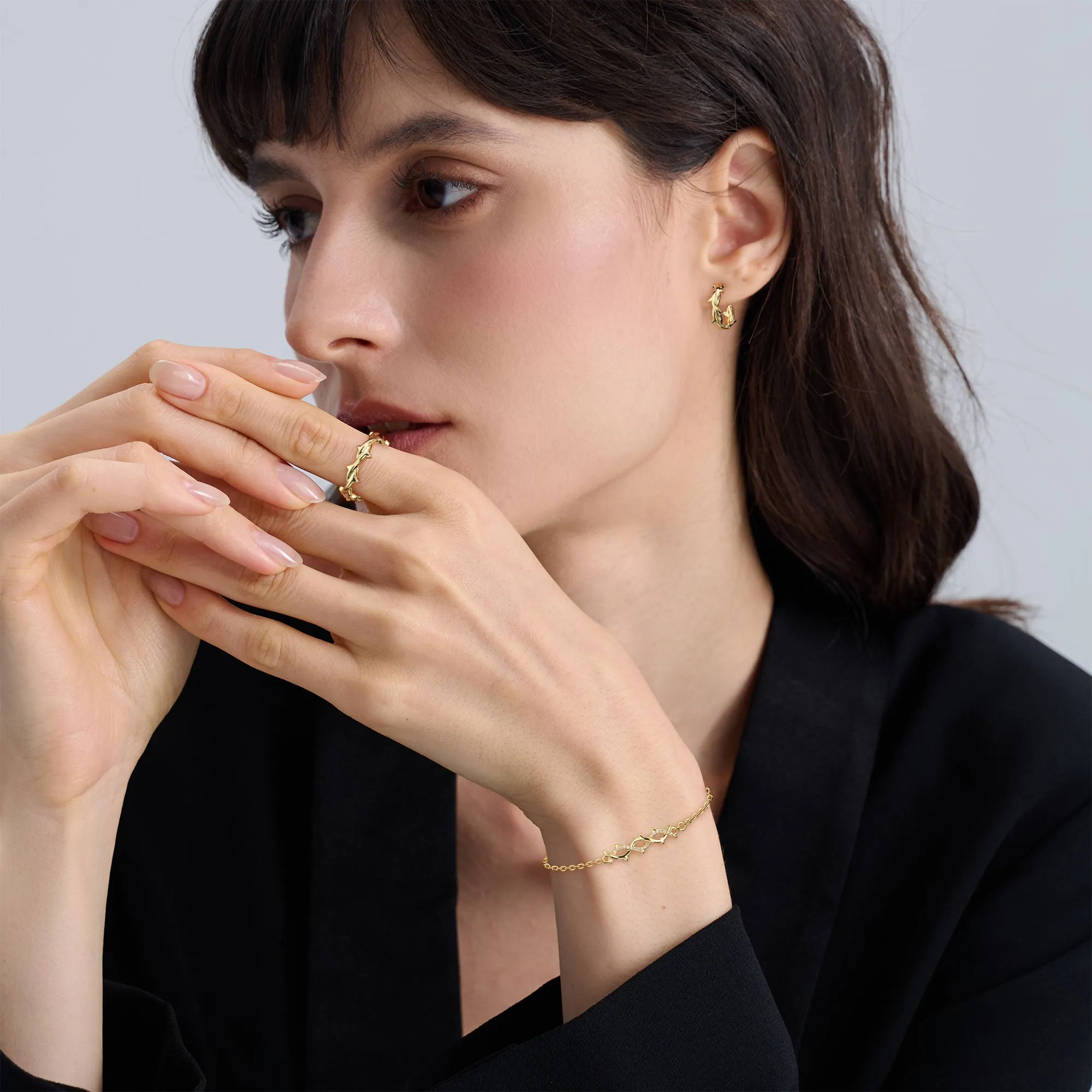 Thorned Half Hoop Stud Earrings sold by Vanimy Jewelry product image thumbnail 3