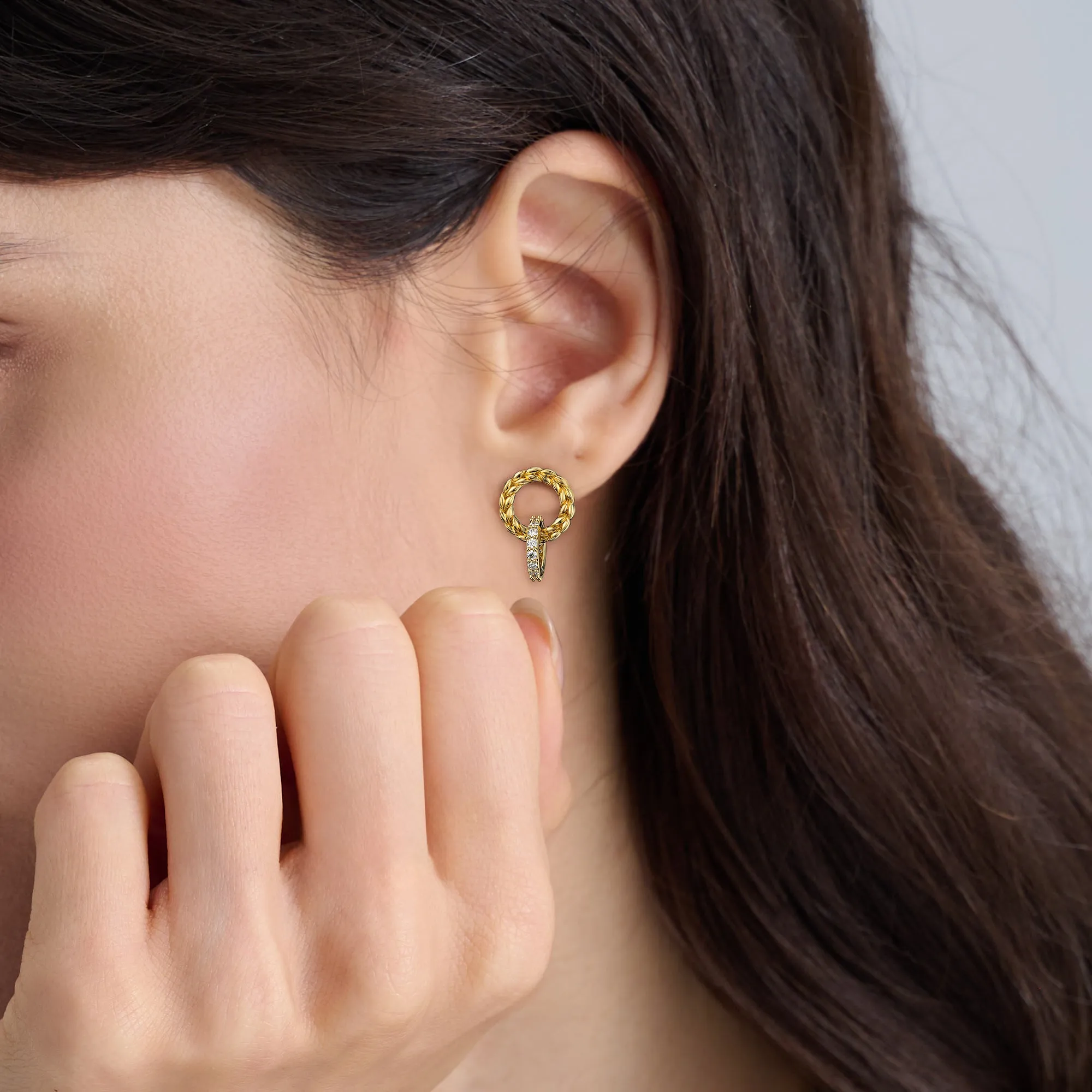 Manna Double Interlocking Halo Stud Earrings sold by Vanimy Jewelry product image thumbnail 2