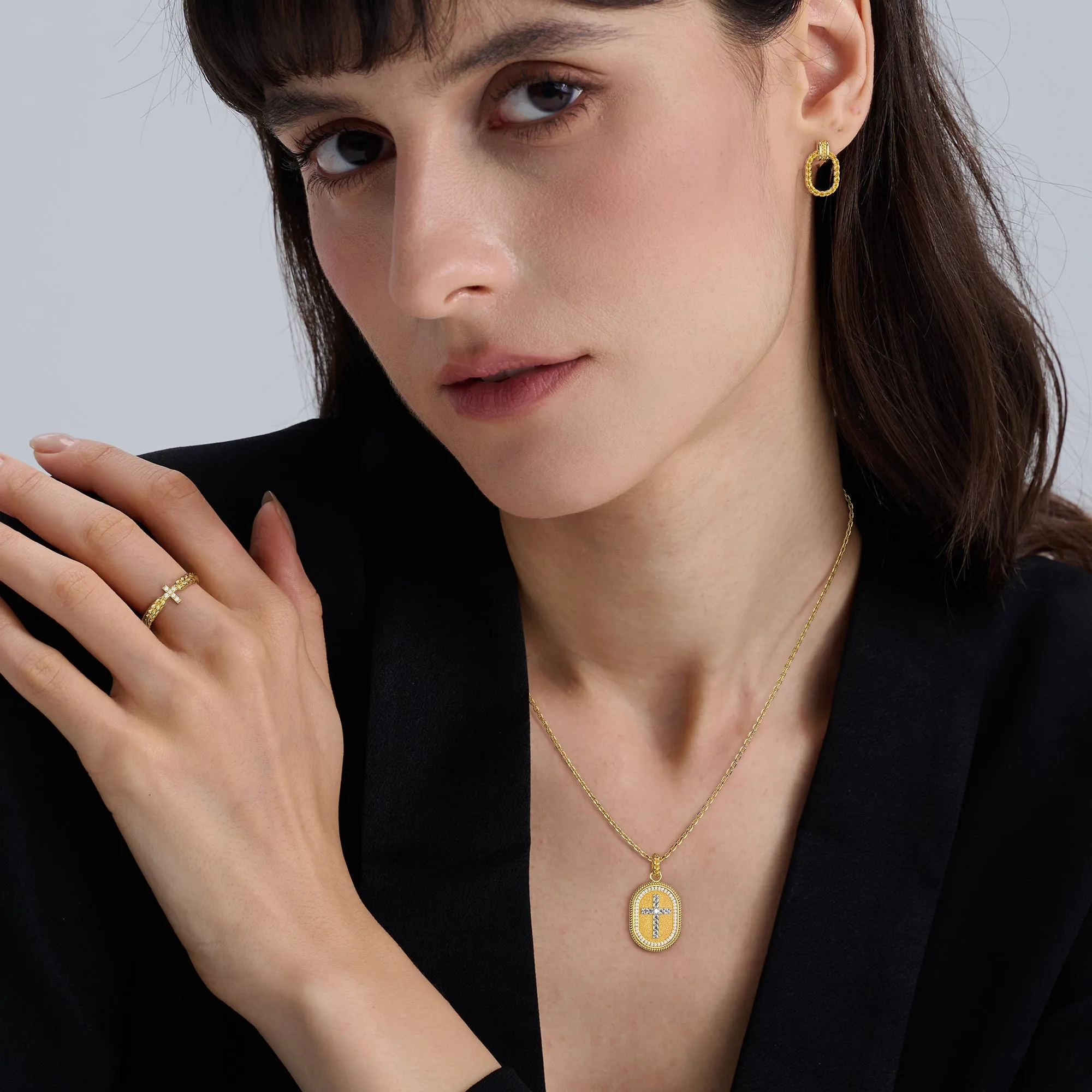 Manna Interlocked Statement Stud Earrings sold by Vanimy Jewelry product image thumbnail 4