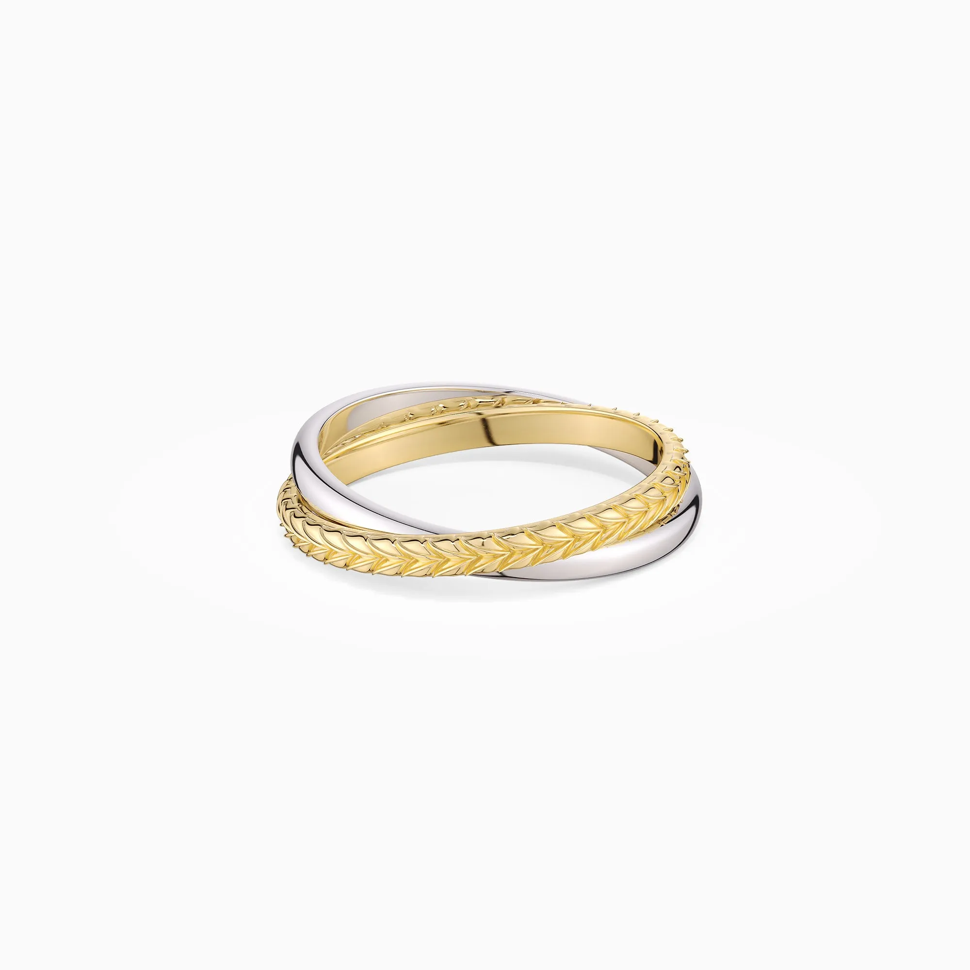 Two-Tone Wheat Interlocking Ring sold by Vanimy Jewelry