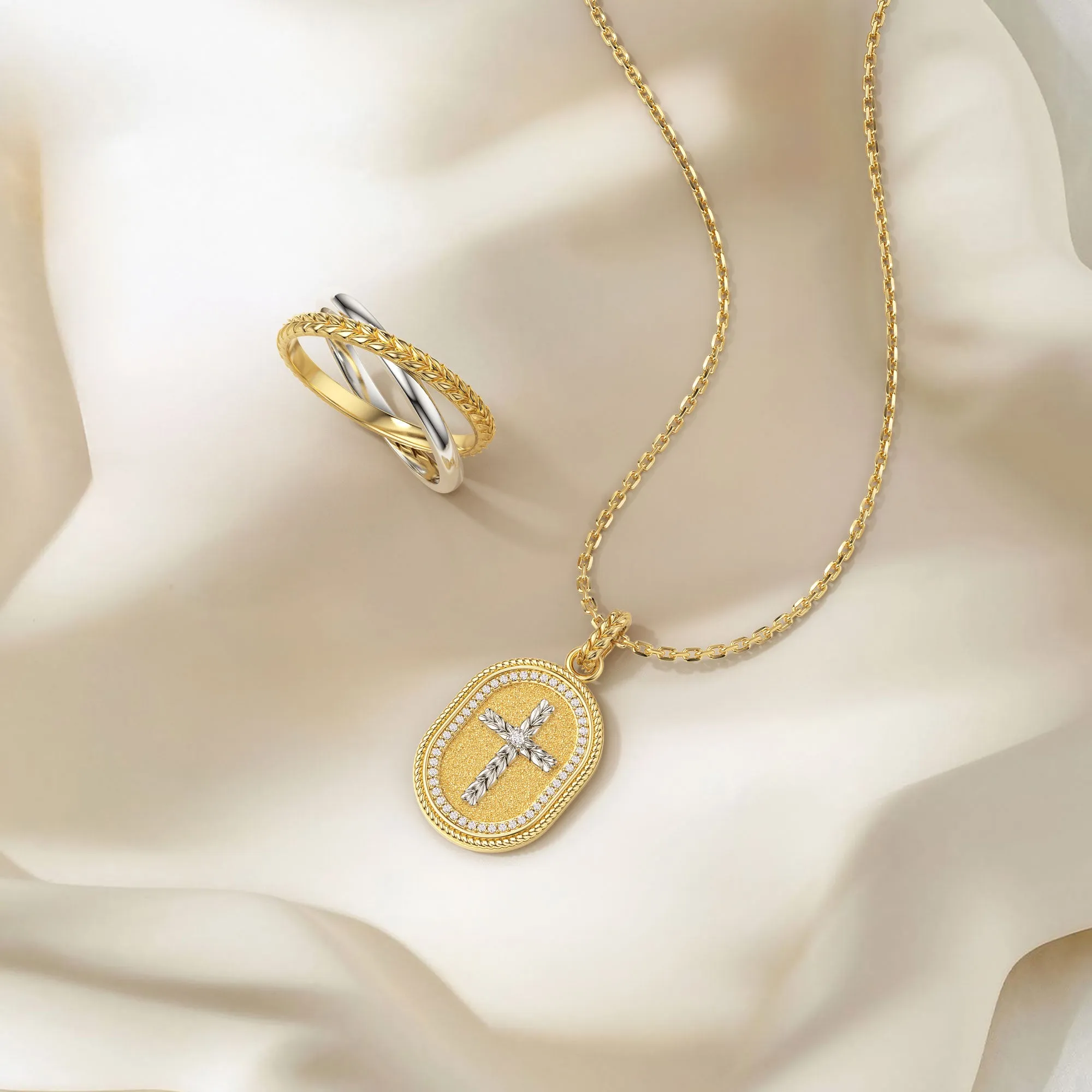 Two-Tone Wheat Interlocking Ring sold by Vanimy Jewelry product image thumbnail 4