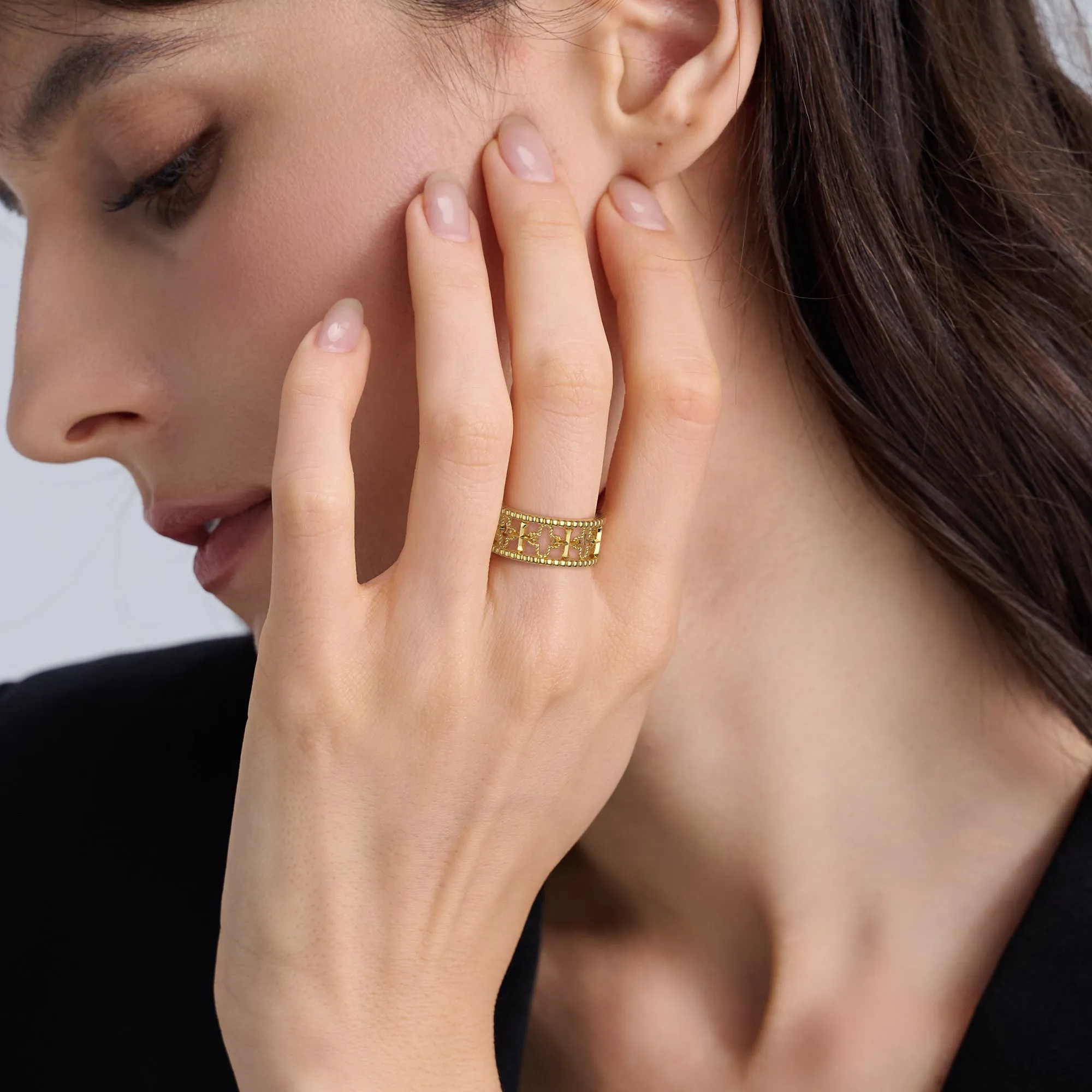 Cross and Four-Leaf Clover Statement Ring sold by Vanimy Jewelry product image thumbnail 2