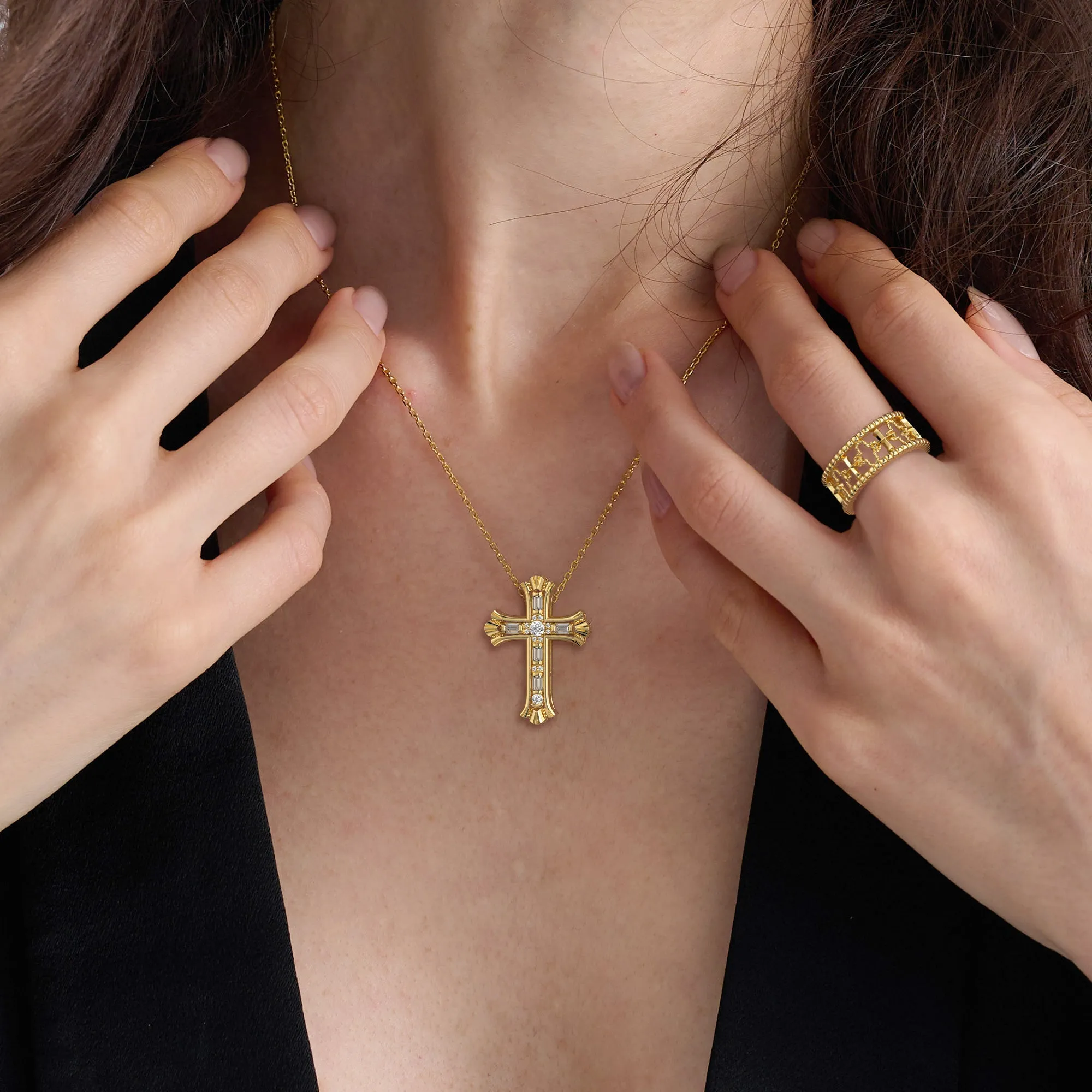 Cross and Four-Leaf Clover Statement Ring sold by Vanimy Jewelry product image thumbnail 3