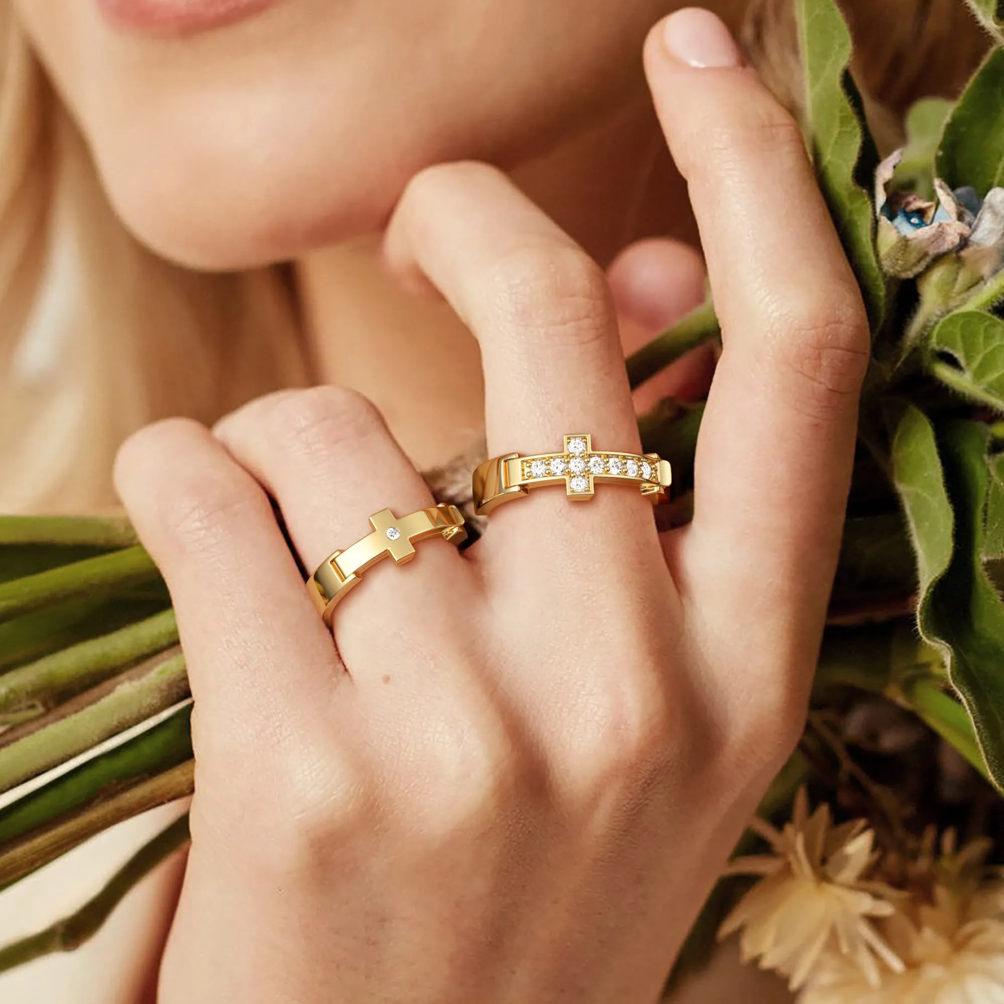 Personalized Eternal Love Cross Pave Set Promise Ring sold by Vanimy Jewelry product image thumbnail 5