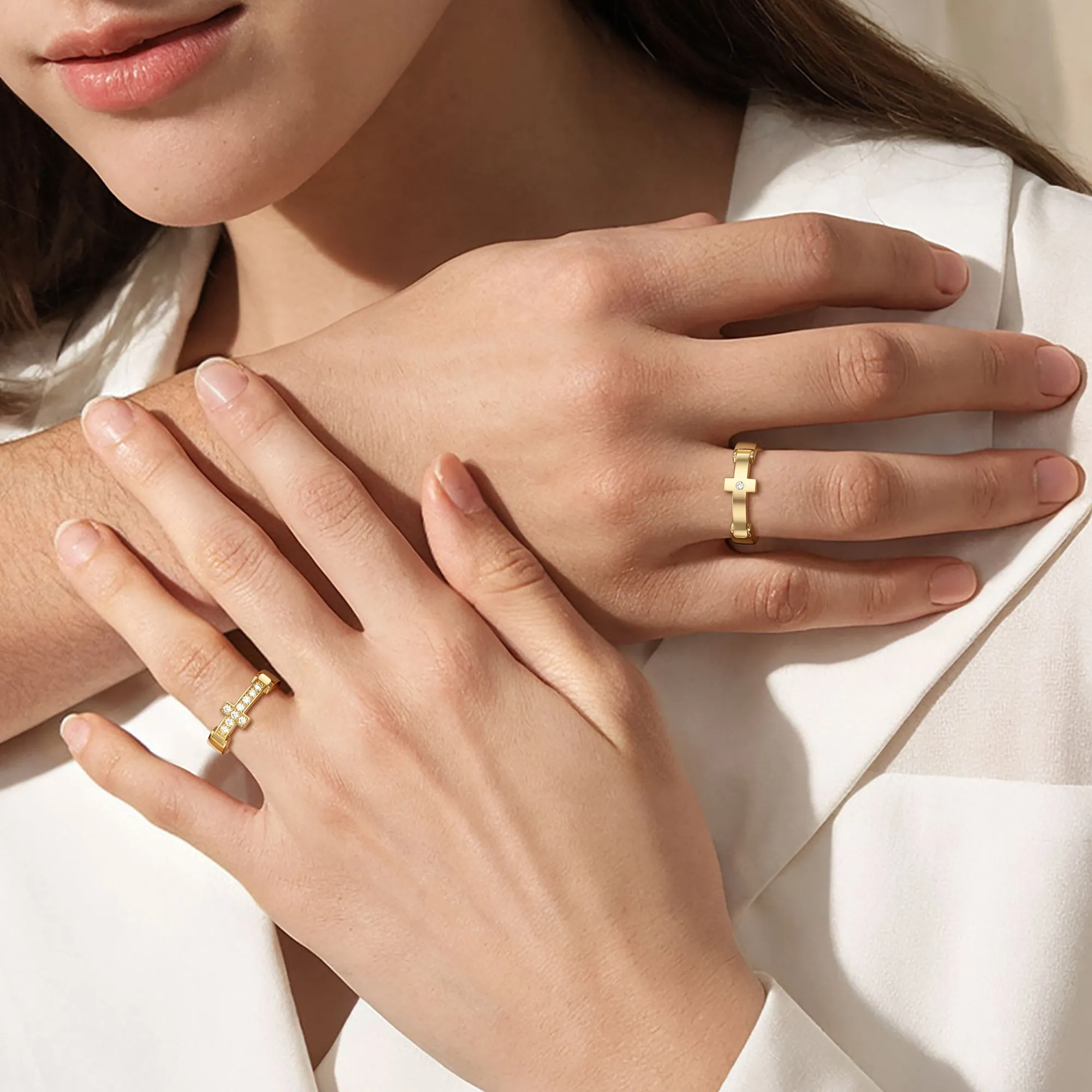 Personalized Eternal Love Cross Pave Set Promise Ring sold by Vanimy Jewelry product image thumbnail 3