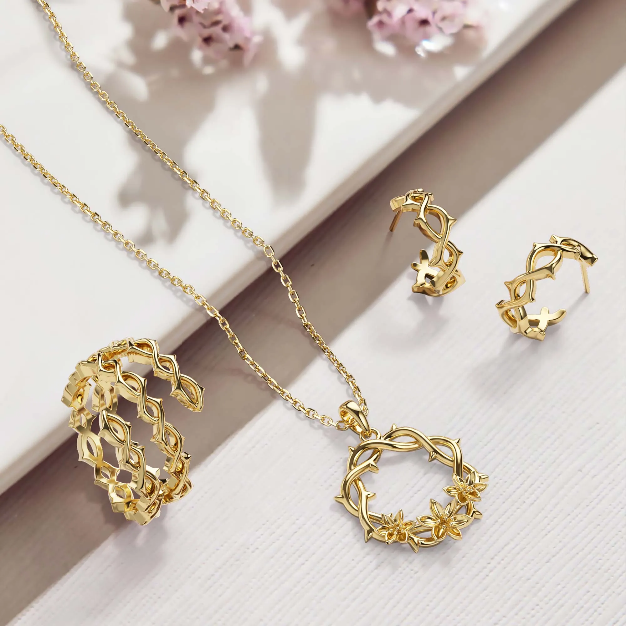 Crown of Thorns Tulip Pendant Necklace sold by Vanimy Jewelry product image thumbnail 4