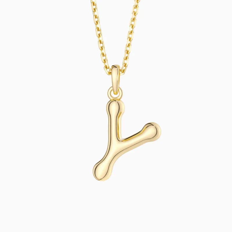 Bubble Initial Letter Y Pendant Necklace sold by Vanimy Jewelry