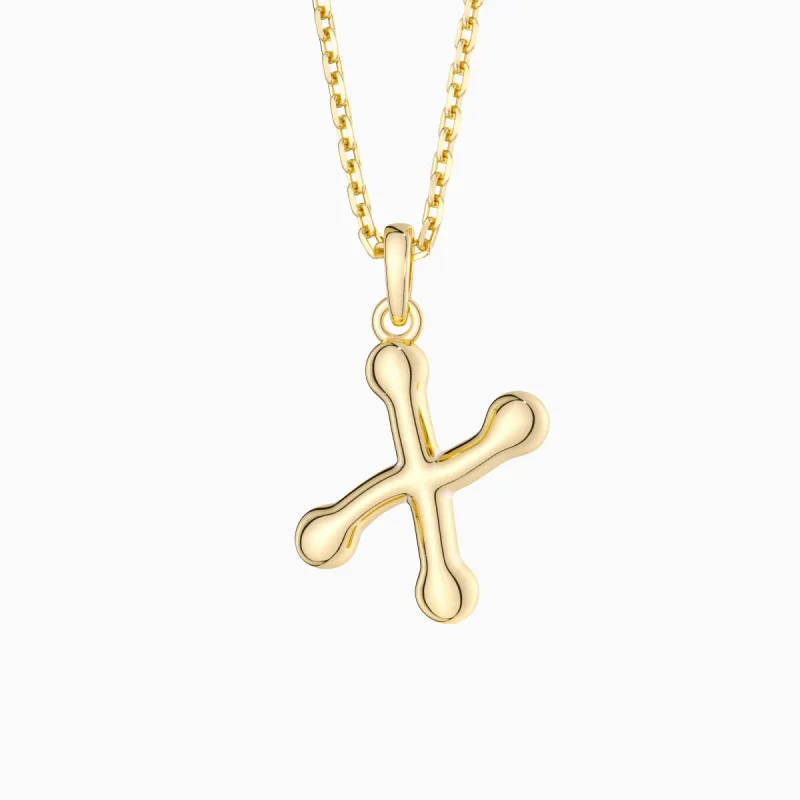 Bubble Initial Letter X Pendant Necklace sold by Vanimy Jewelry