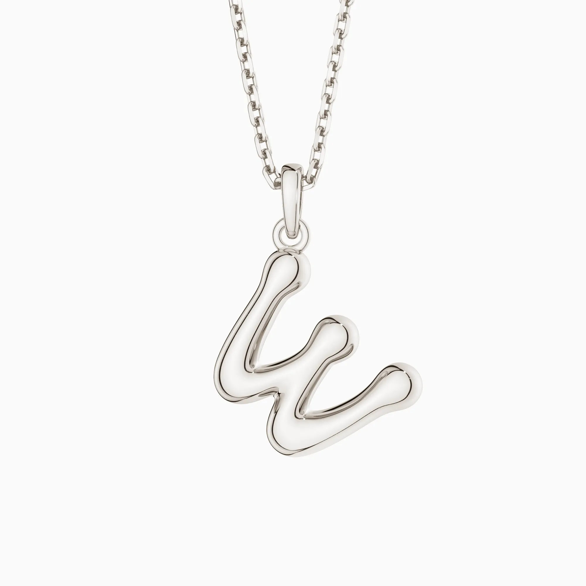 Bubble Initial Letter W Pendant Necklace sold by Vanimy Jewelry product image thumbnail 4