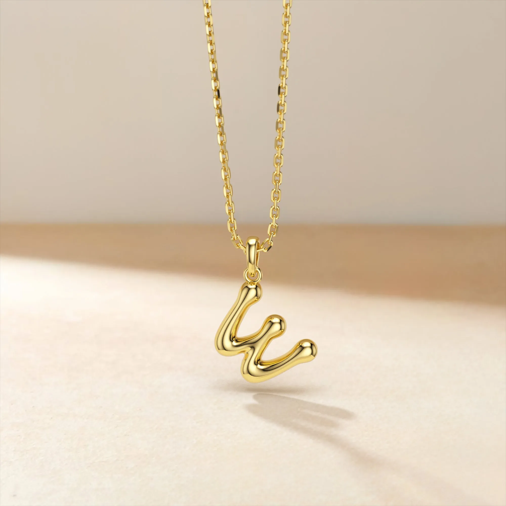Bubble Initial Letter W Pendant Necklace sold by Vanimy Jewelry product image thumbnail 2