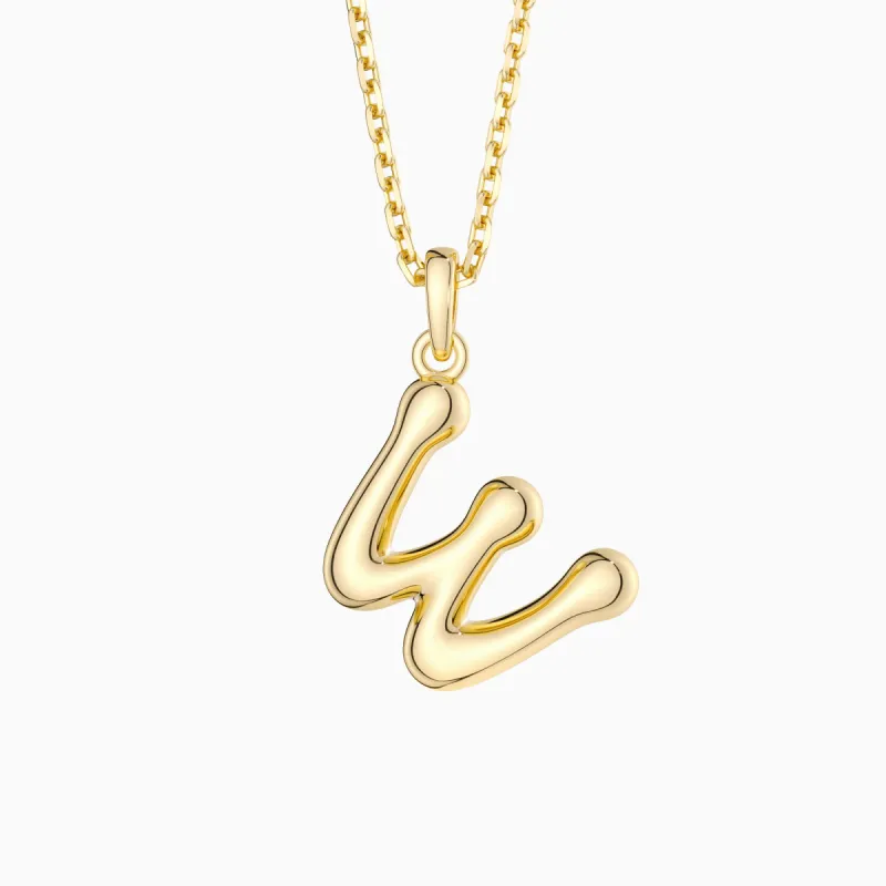 Bubble Initial Letter W Pendant Necklace sold by Vanimy Jewelry