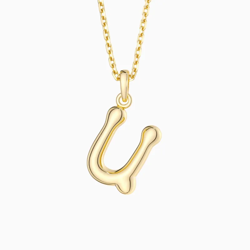 Bubble Initial Letter U Pendant Necklace sold by Vanimy Jewelry