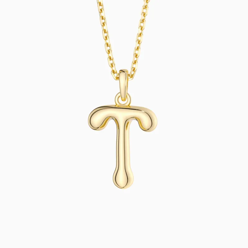 Bubble Initial Letter T Pendant Necklace sold by Vanimy Jewelry