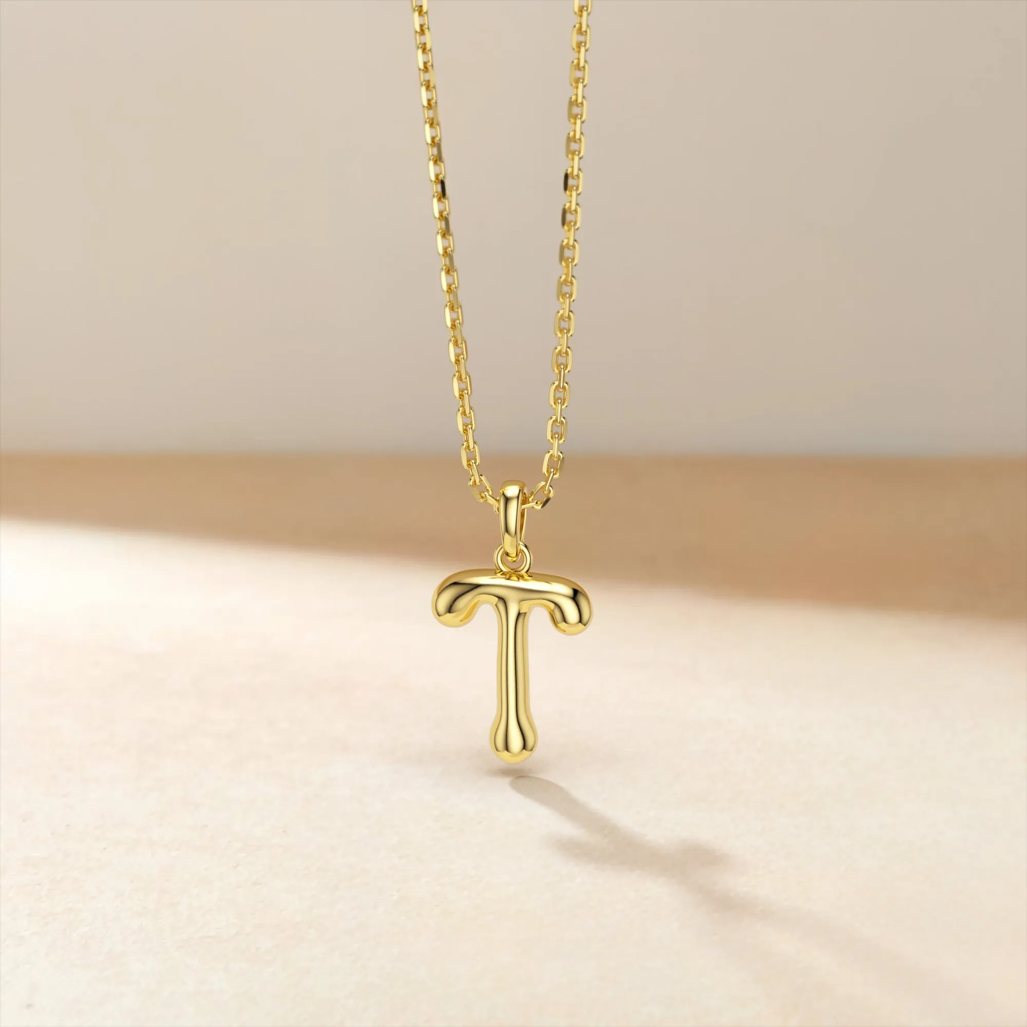Bubble Initial Letter T Pendant Necklace sold by Vanimy Jewelry product image thumbnail 2