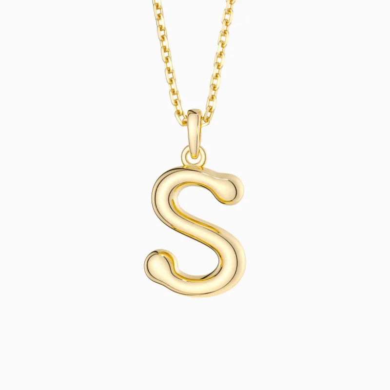 Bubble Initial Letter S Pendant Necklace sold by Vanimy Jewelry