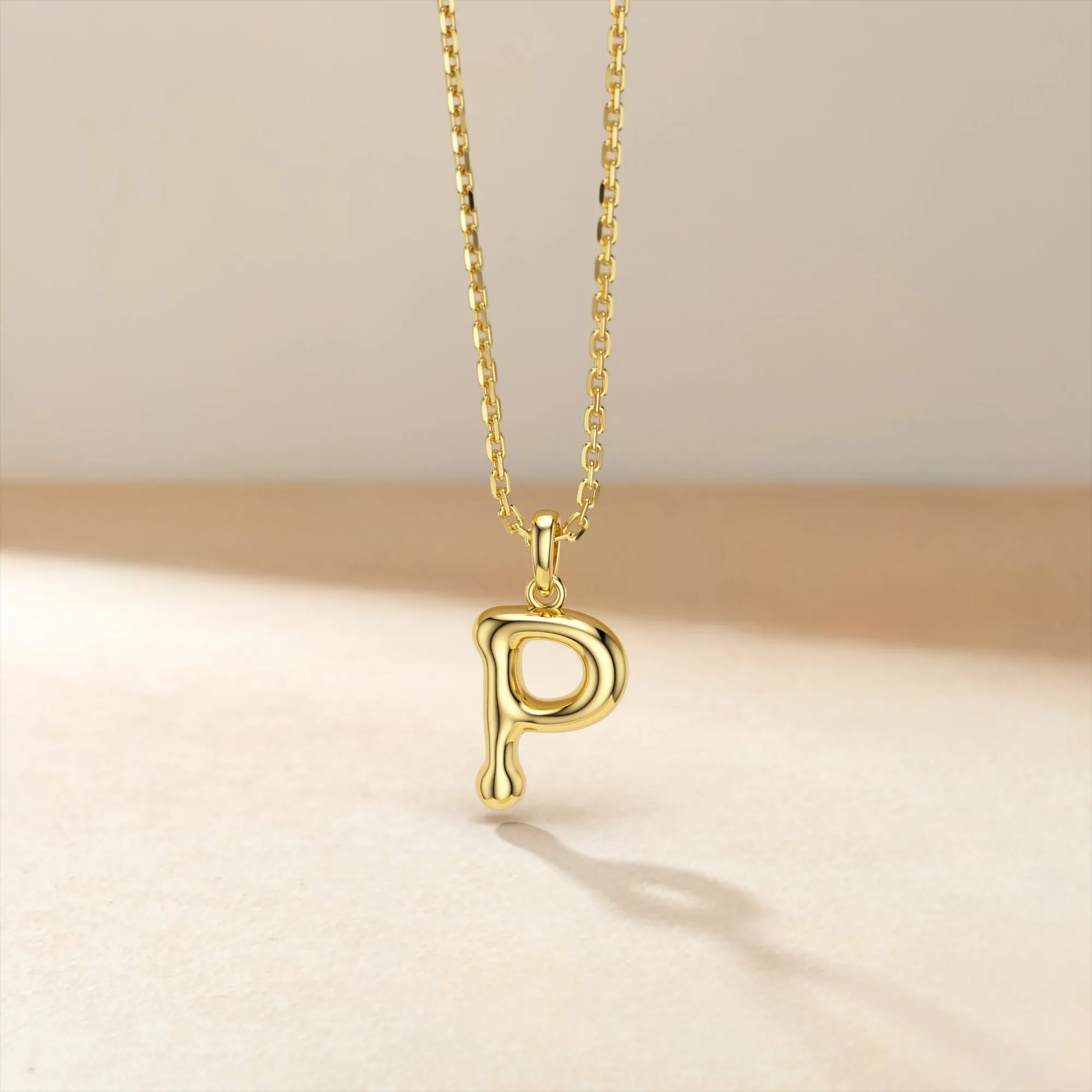 Bubble Initial Letter P Pendant Necklace sold by Vanimy Jewelry product image thumbnail 2