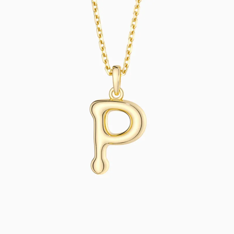 Bubble Initial Letter P Pendant Necklace sold by Vanimy Jewelry
