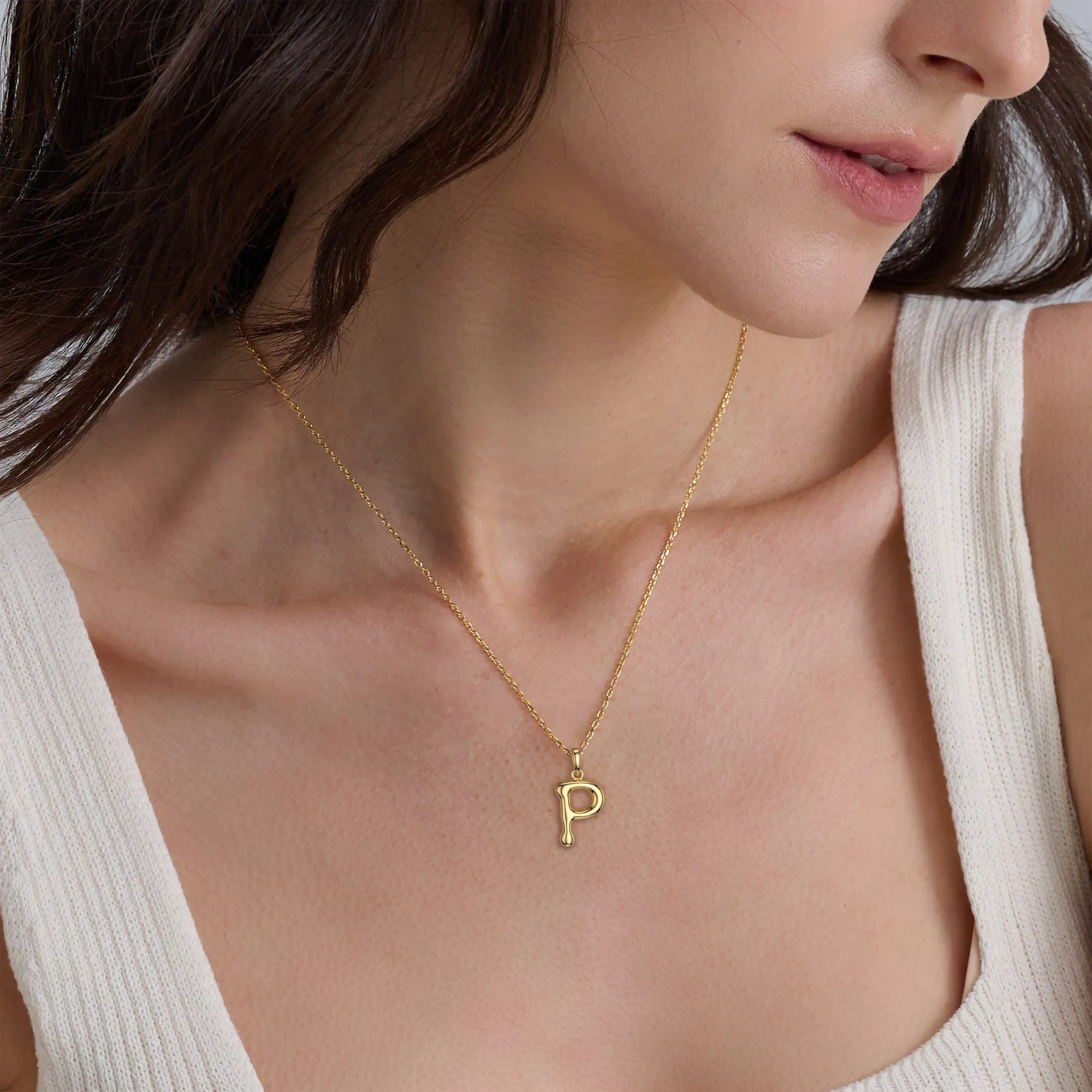 Bubble Initial Letter P Pendant Necklace sold by Vanimy Jewelry product image thumbnail 3