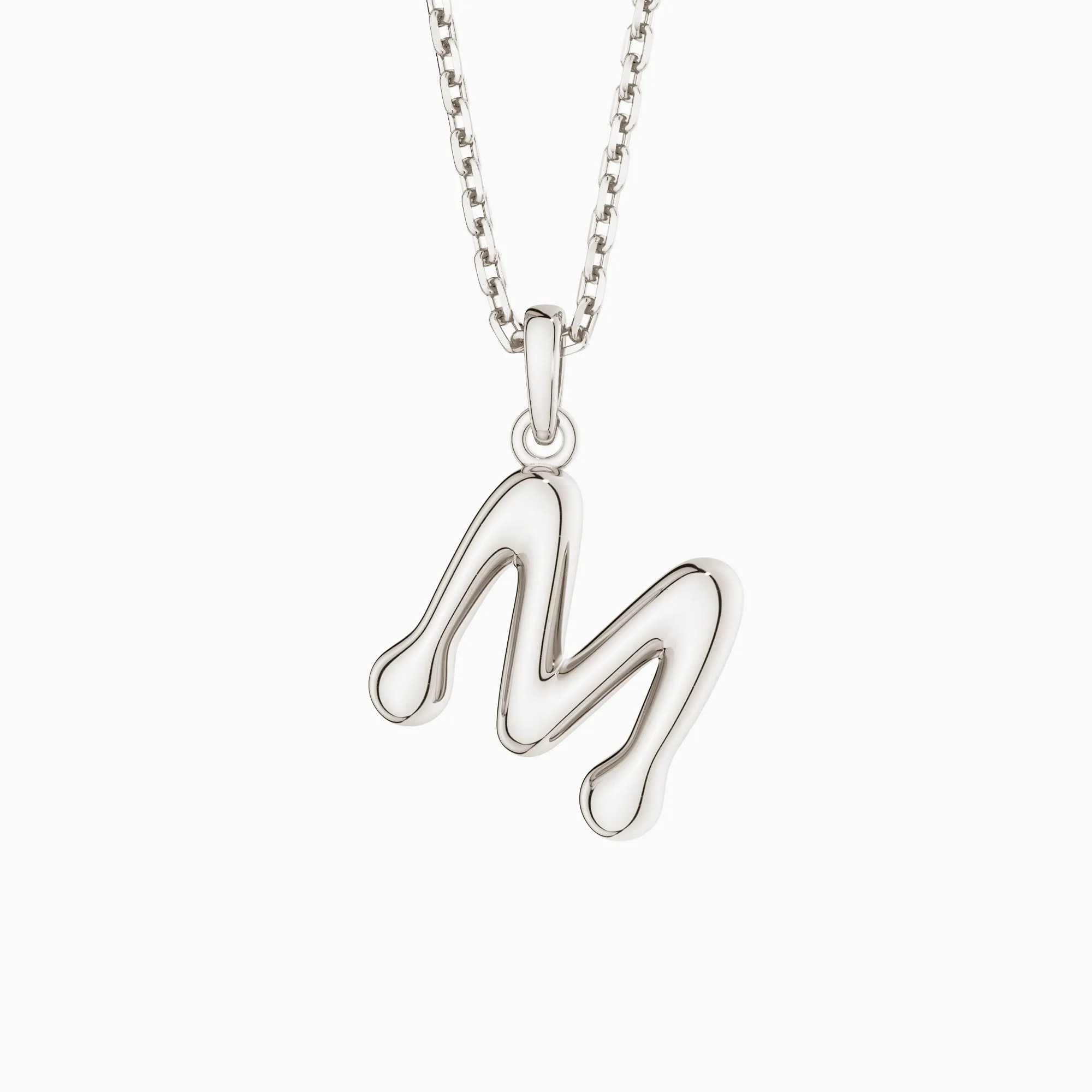 Bubble Initial Letter M Pendant Necklace sold by Vanimy Jewelry product image thumbnail 4