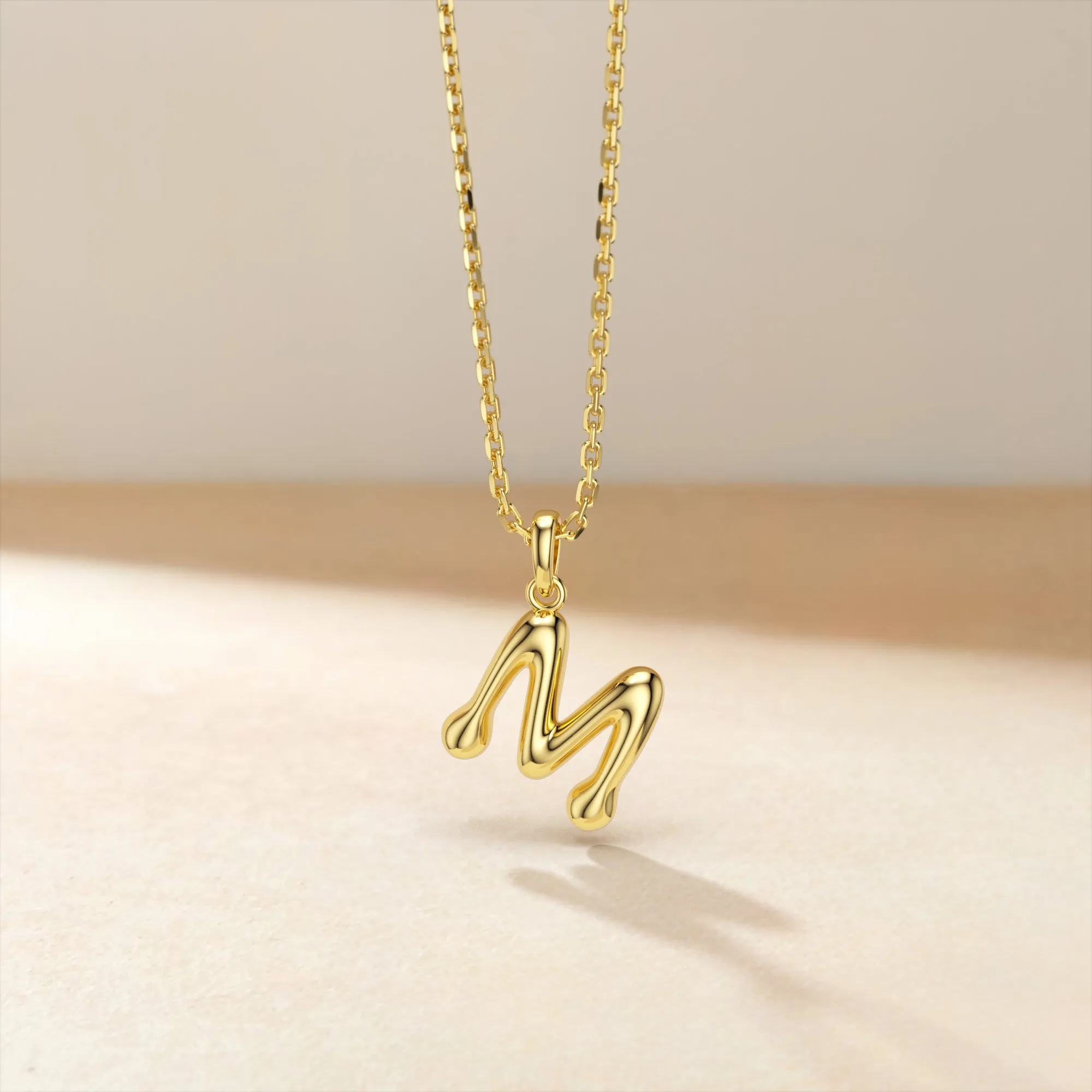 Bubble Initial Letter M Pendant Necklace sold by Vanimy Jewelry product image thumbnail 2