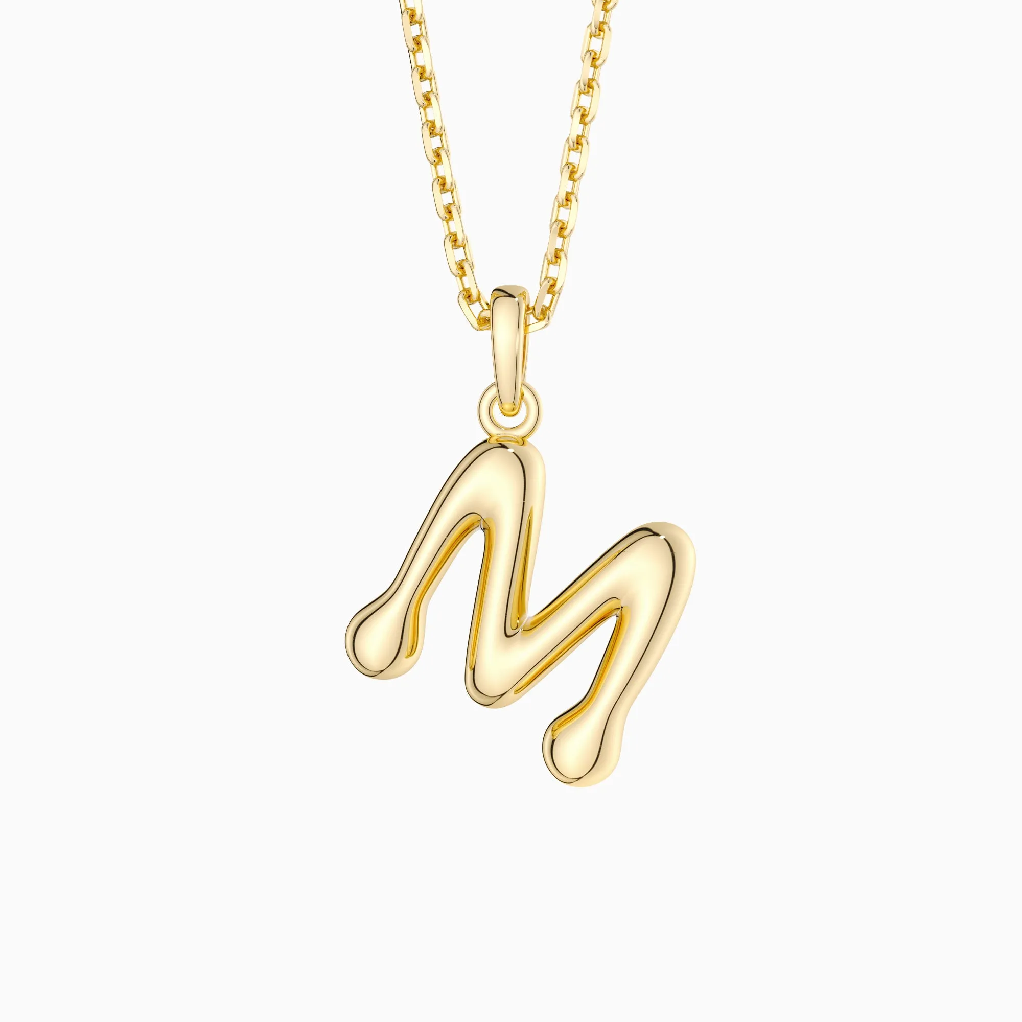 Bubble Initial Letter M Pendant Necklace sold by Vanimy Jewelry
