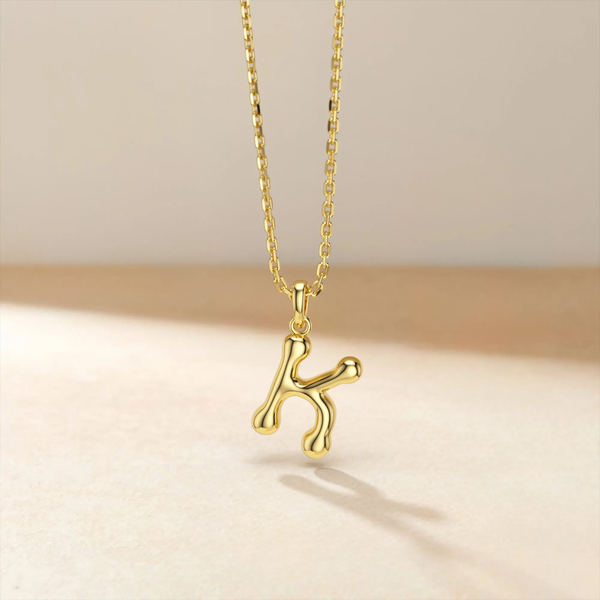 Bubble Initial Letter K Pendant Necklace sold by Vanimy Jewelry product image thumbnail 2