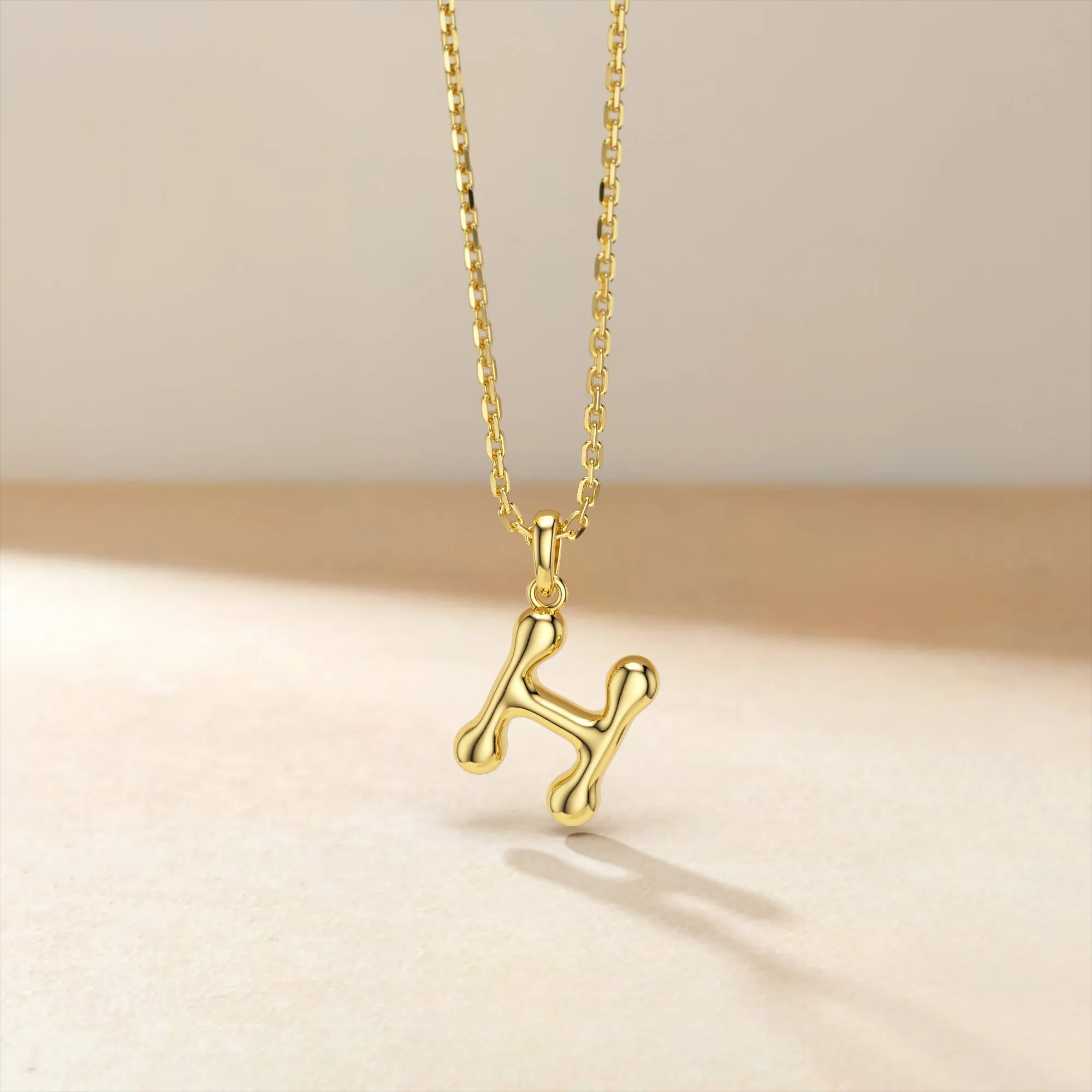 Bubble Initial Letter H Pendant Necklace sold by Vanimy Jewelry product image thumbnail 2