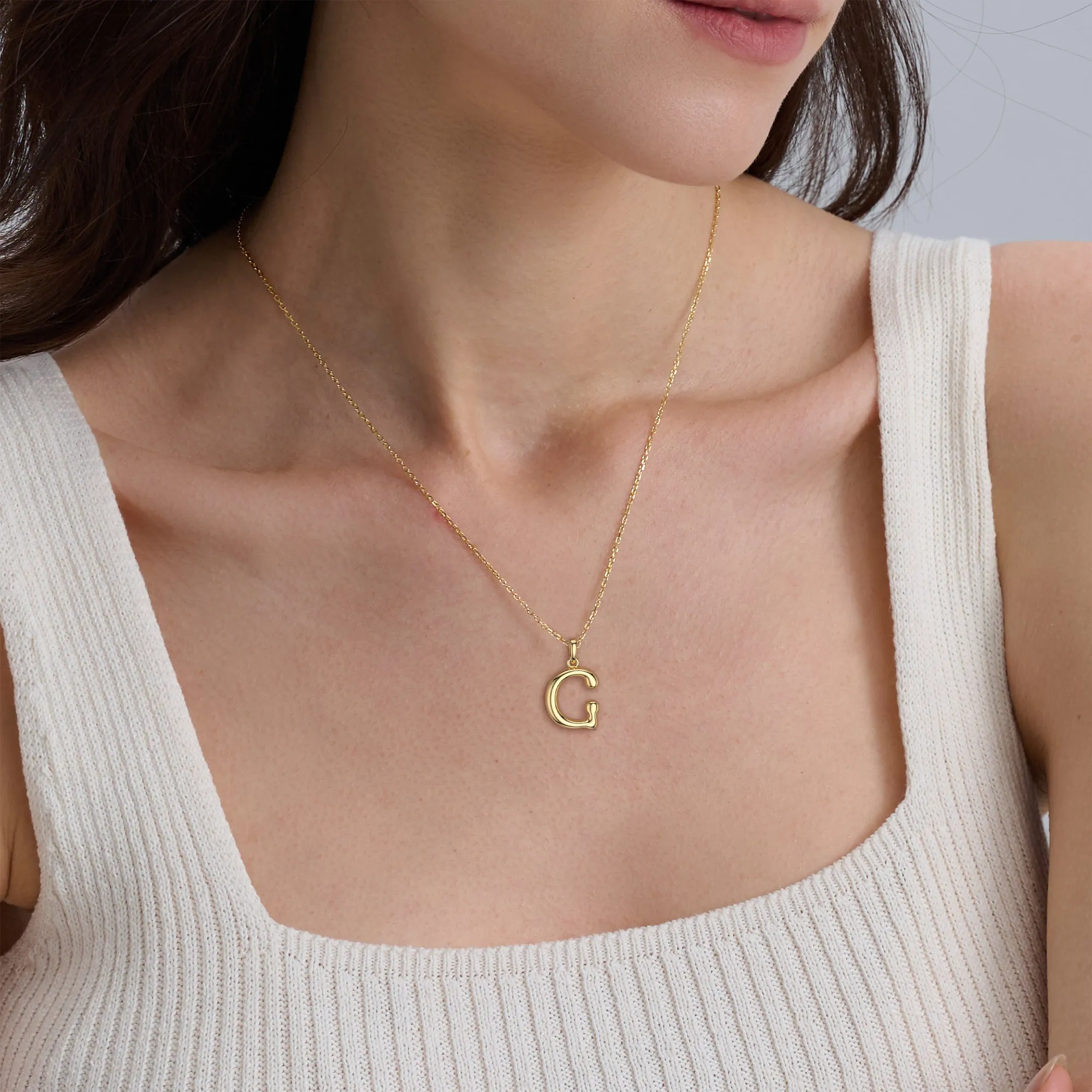 Bubble Initial Letter G Pendant Necklace sold by Vanimy Jewelry product image thumbnail 3