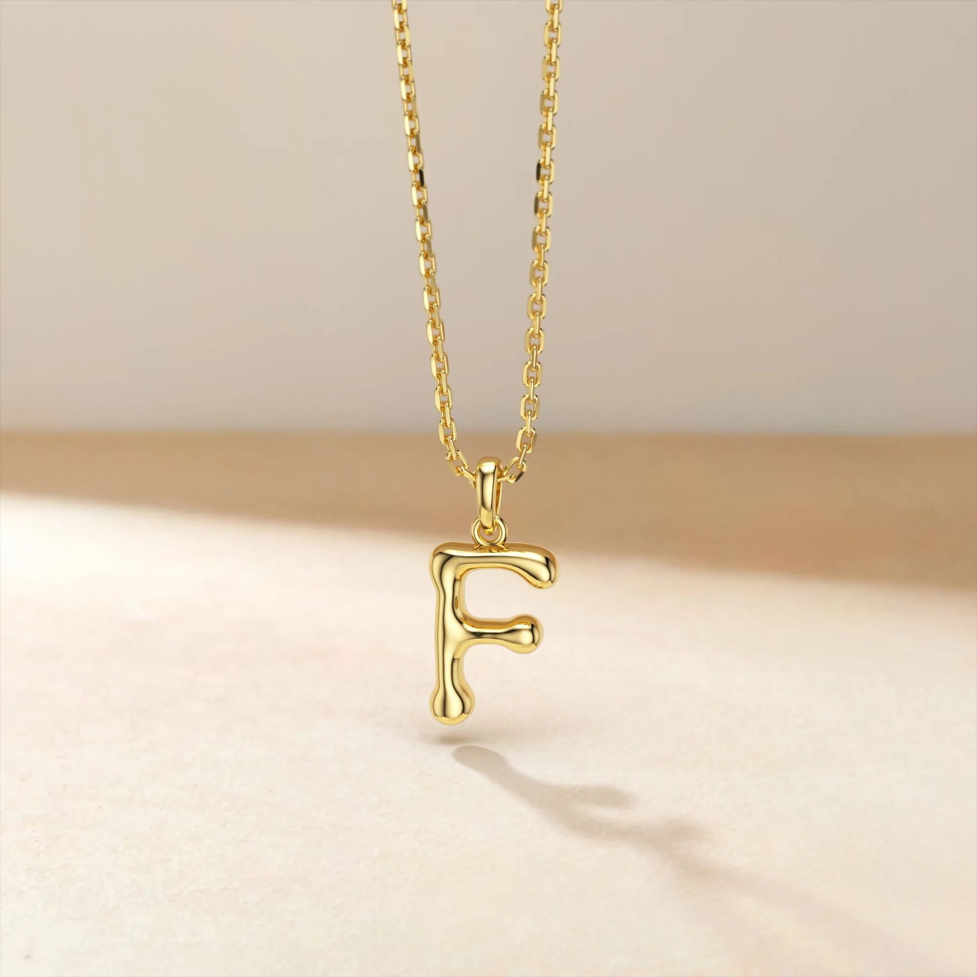 Bubble Initial Letter F Pendant Necklace sold by Vanimy Jewelry product image thumbnail 2