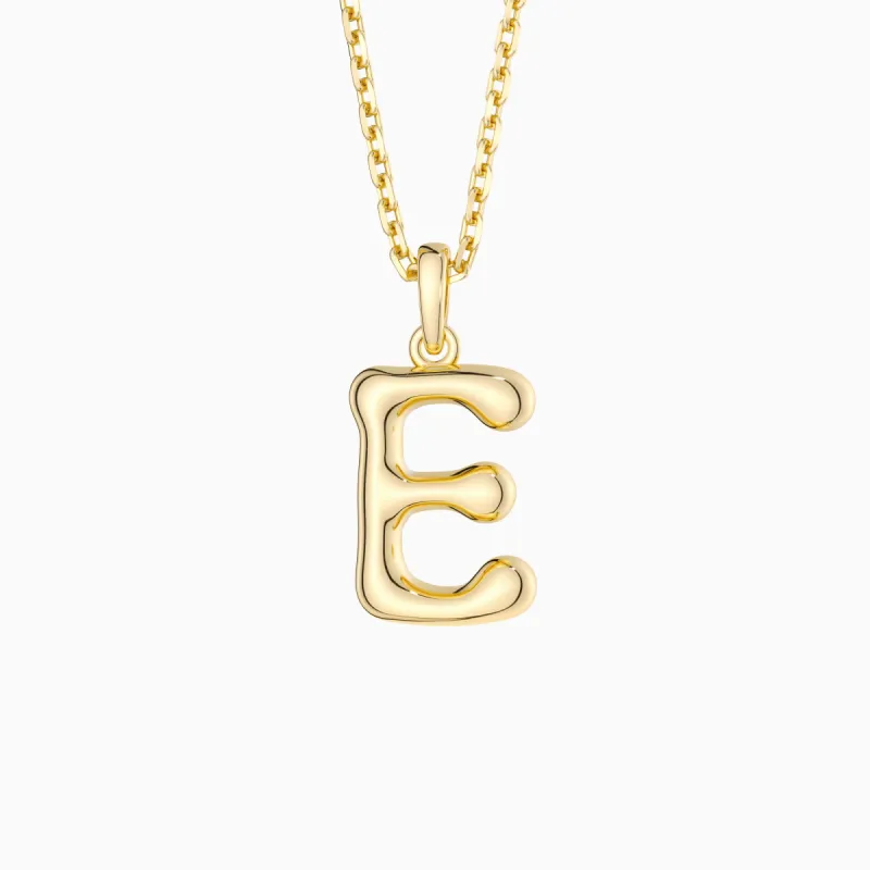 Bubble Initial Letter E Pendant Necklace sold by Vanimy Jewelry