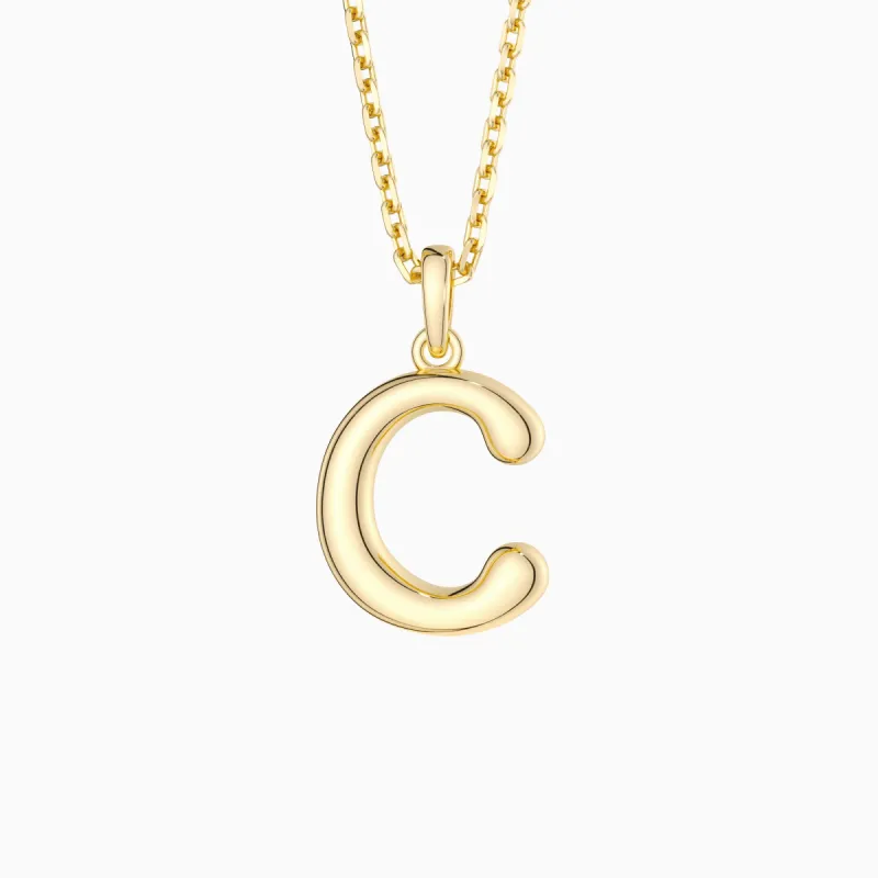 Bubble Initial Letter C Pendant Necklace sold by Vanimy Jewelry