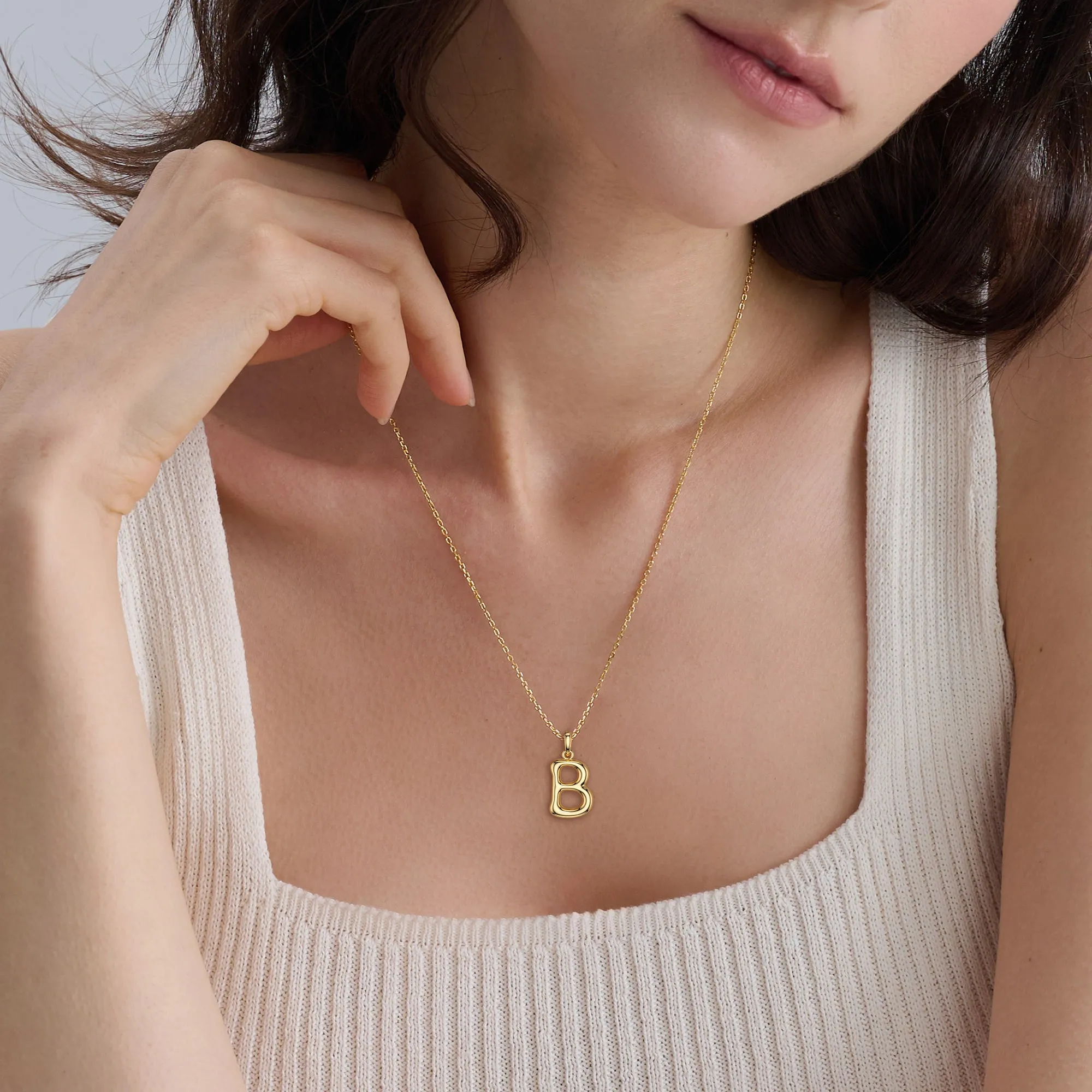 Bubble Initial Letter B Pendant Necklace sold by Vanimy Jewelry product image thumbnail 3