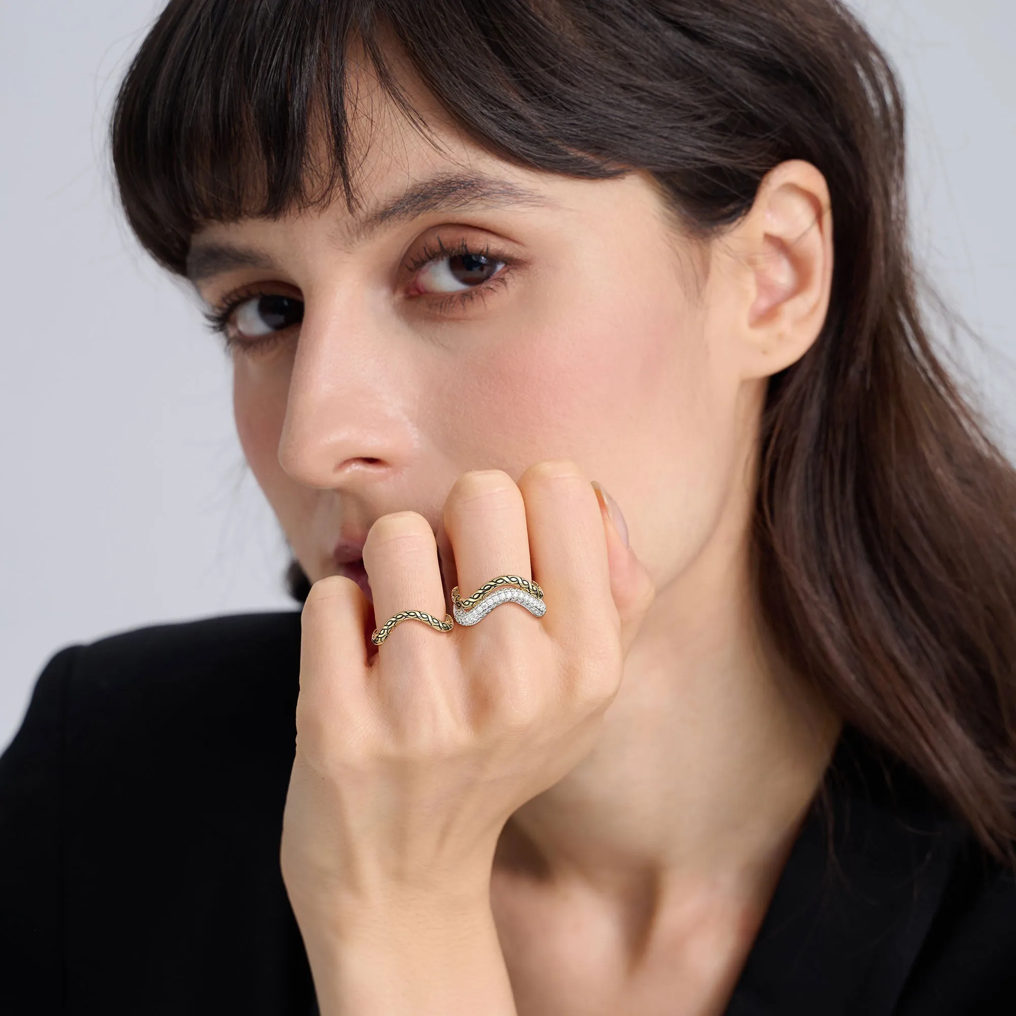 Pavé Wavy Enamel Statement Stacking Ring sold by Vanimy Jewelry product image thumbnail 5