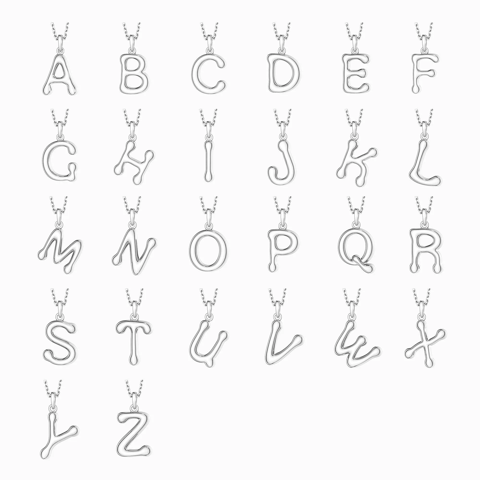 Bubble Initial Letter A-Z Pendant Necklace sold by Vanimy Jewelry