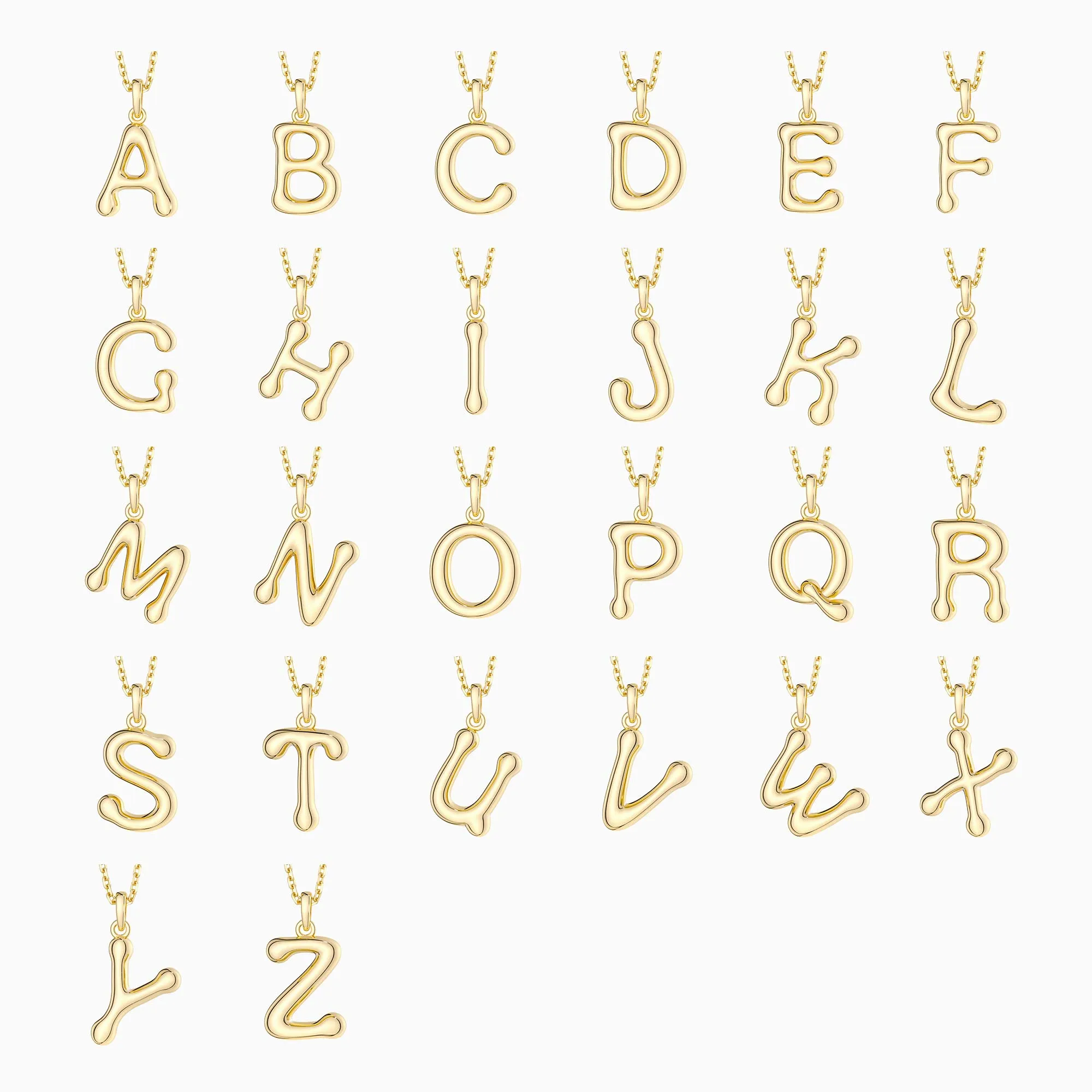 Bubble Initial Letter A-Z Pendant Necklace sold by Vanimy Jewelry