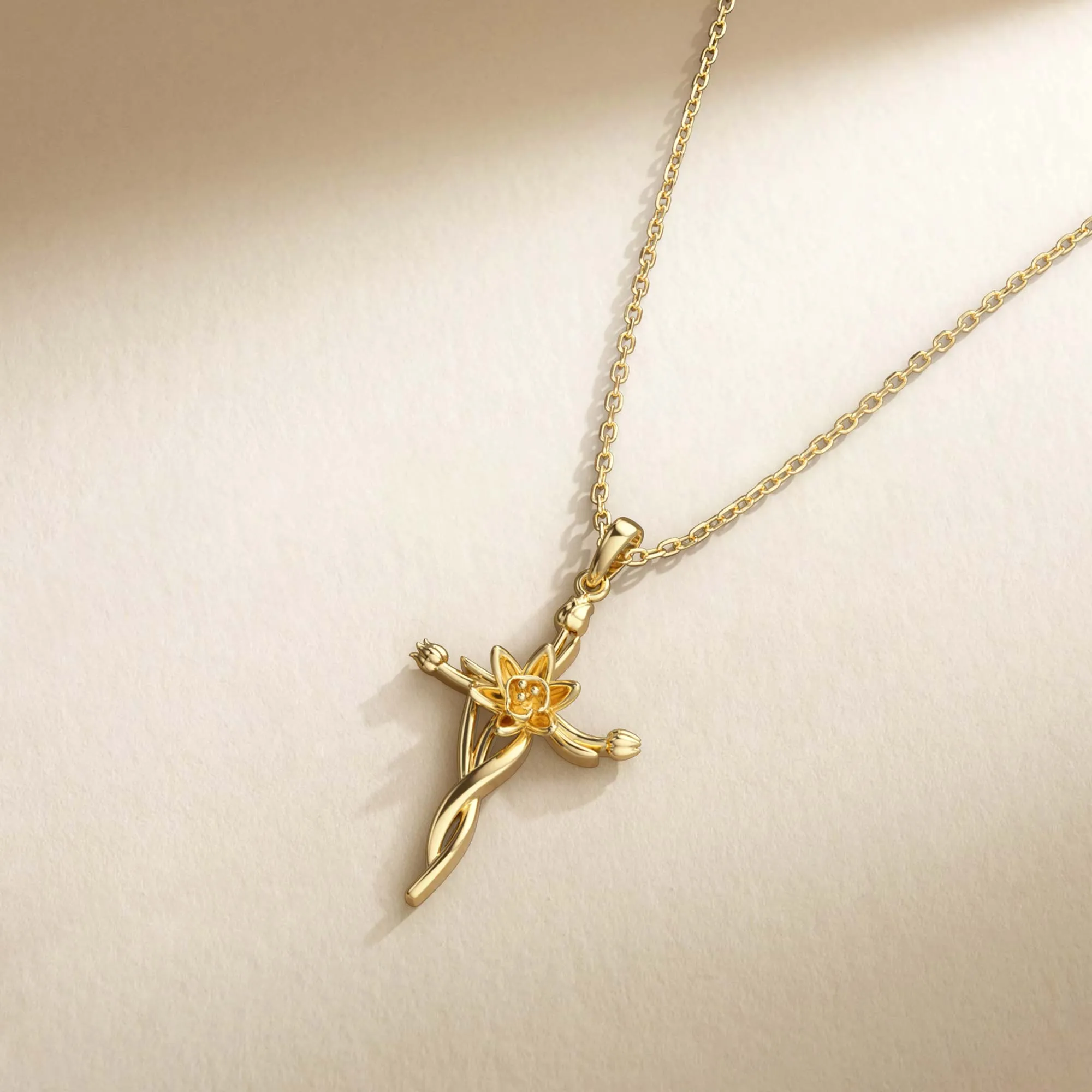 Floral Cross Tulip Pendant Necklace sold by Vanimy Jewelry product image thumbnail 2