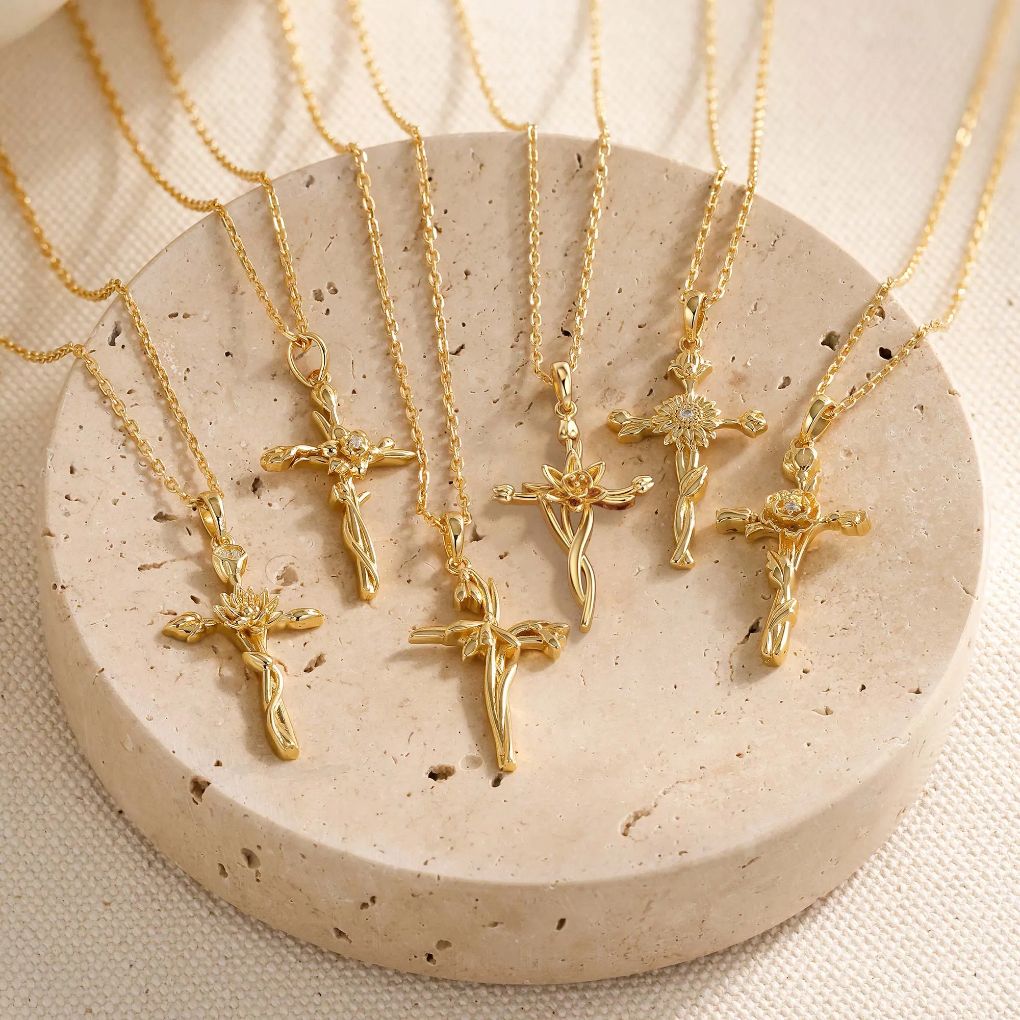 Floral Cross Tulip Pendant Necklace sold by Vanimy Jewelry product image thumbnail 5