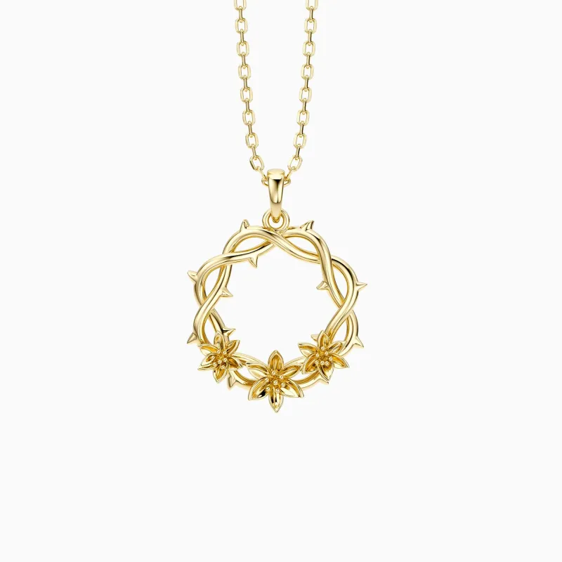 Crown of Thorns Lily Pendant Necklace sold by Vanimy Jewelry