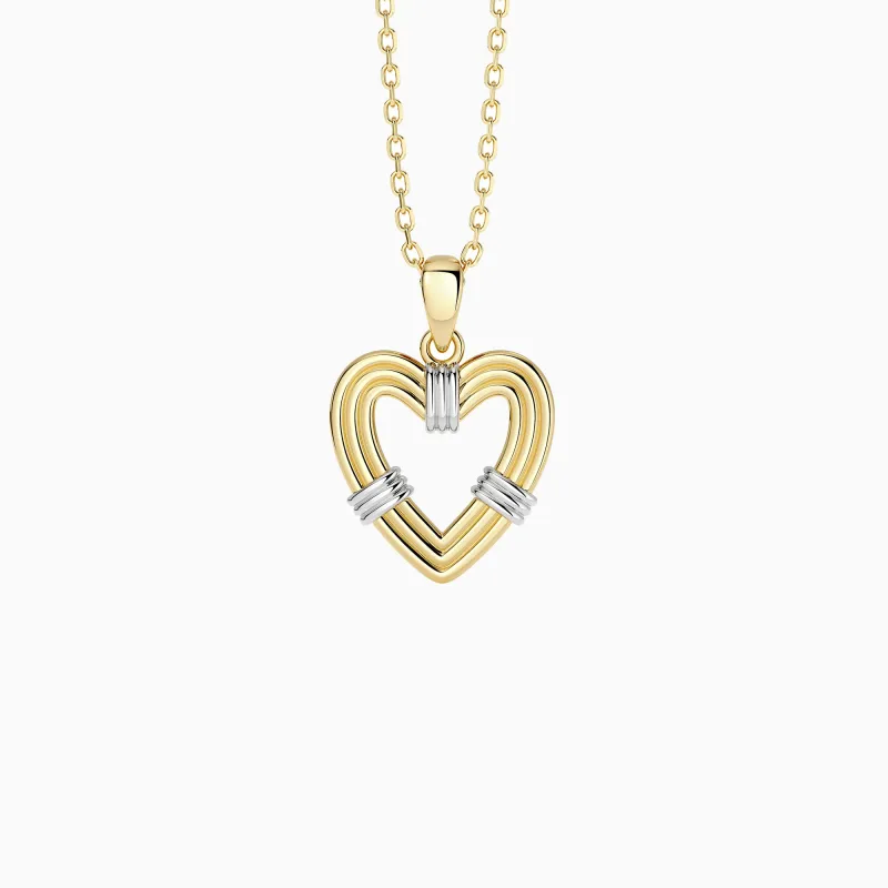 Two-Tone Knotted Heart Cord Pendant Necklace sold by Vanimy Jewelry