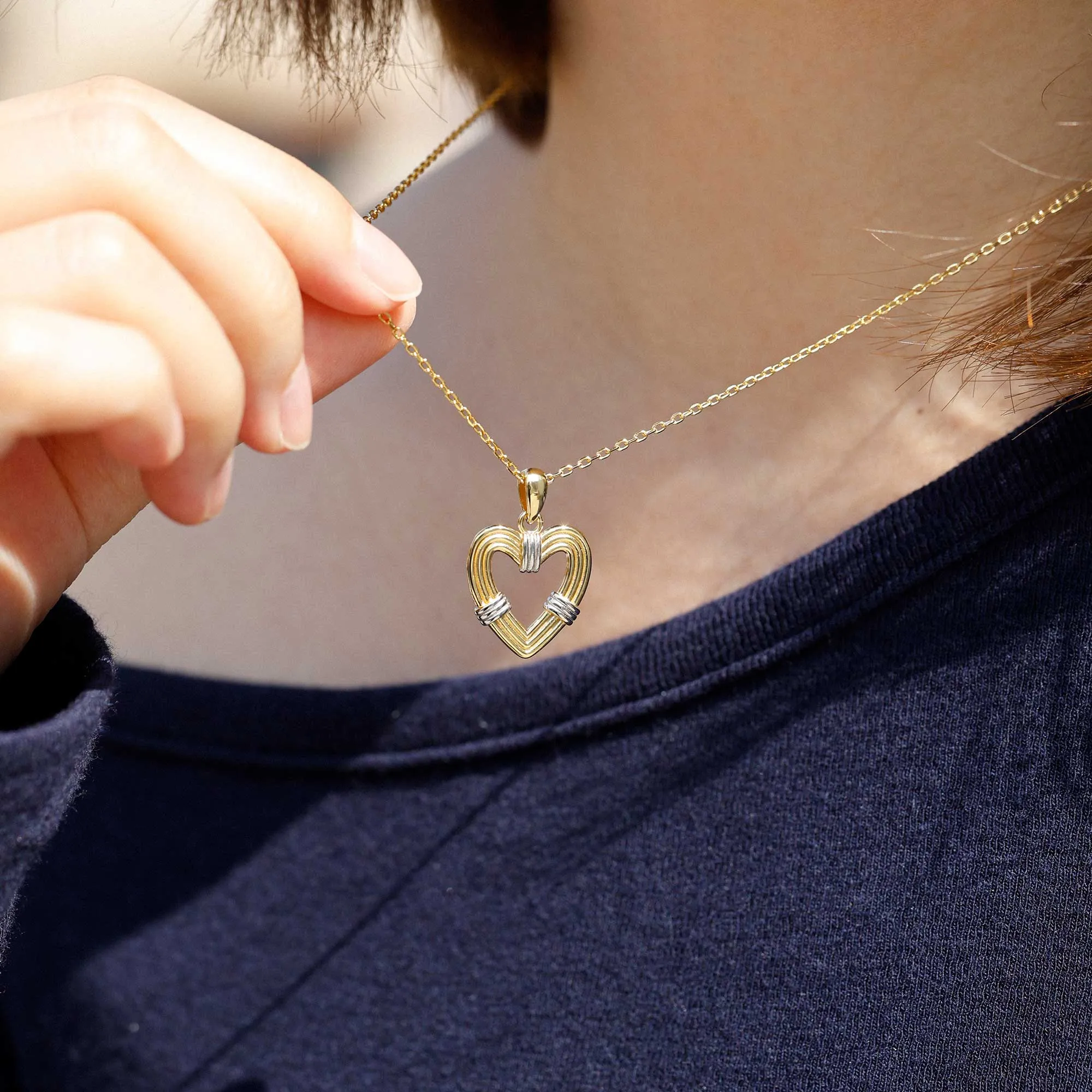 Two-Tone Knotted Heart Cord Pendant Necklace sold by Vanimy Jewelry product image thumbnail 3