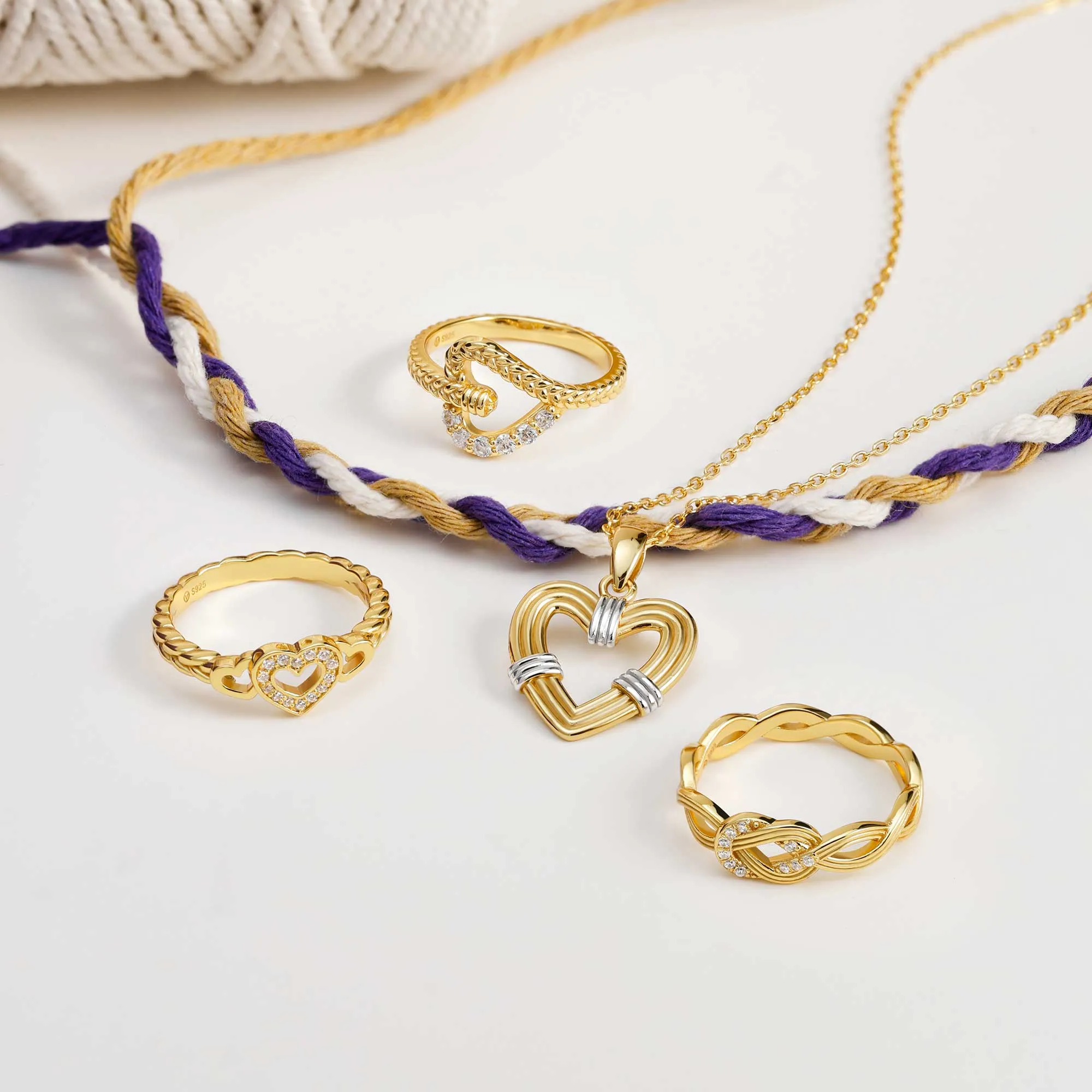 Three Hearts Love Braided Cord Ring sold by Vanimy Jewelry product image thumbnail 3