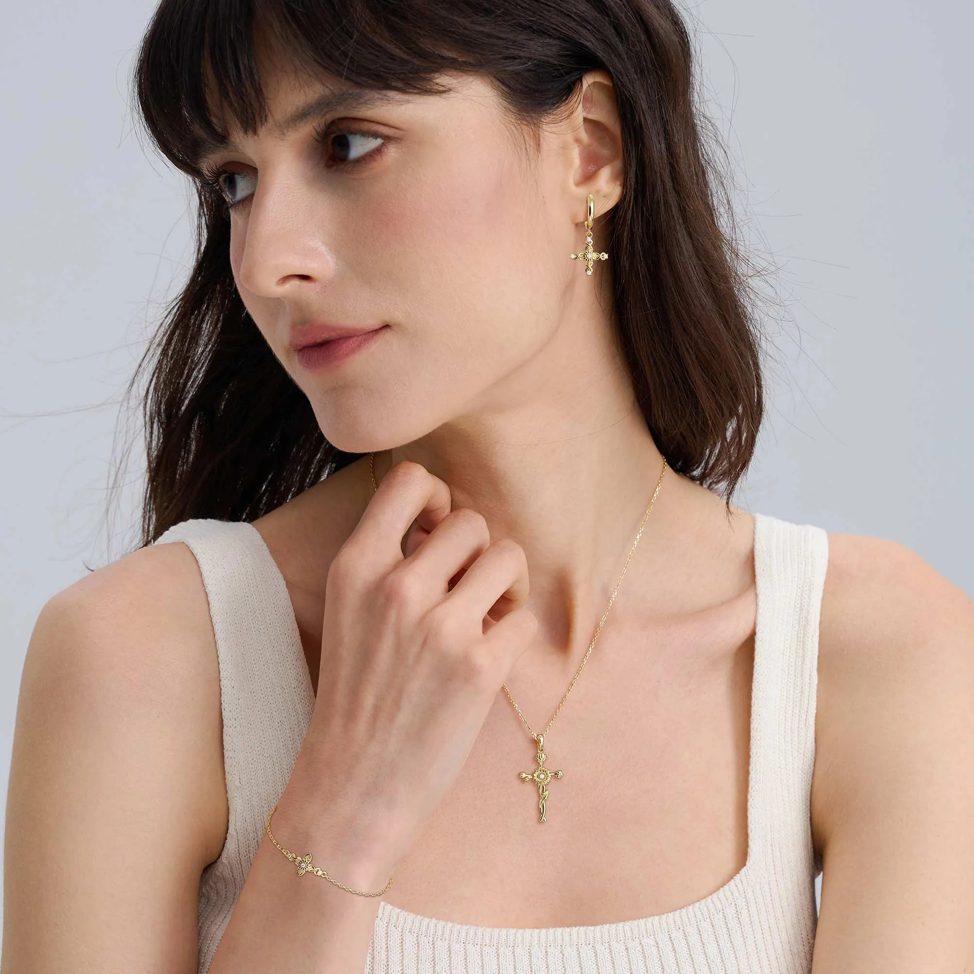 Floral Cross November Sunflower Bracelet sold by Vanimy Jewelry product image thumbnail 5