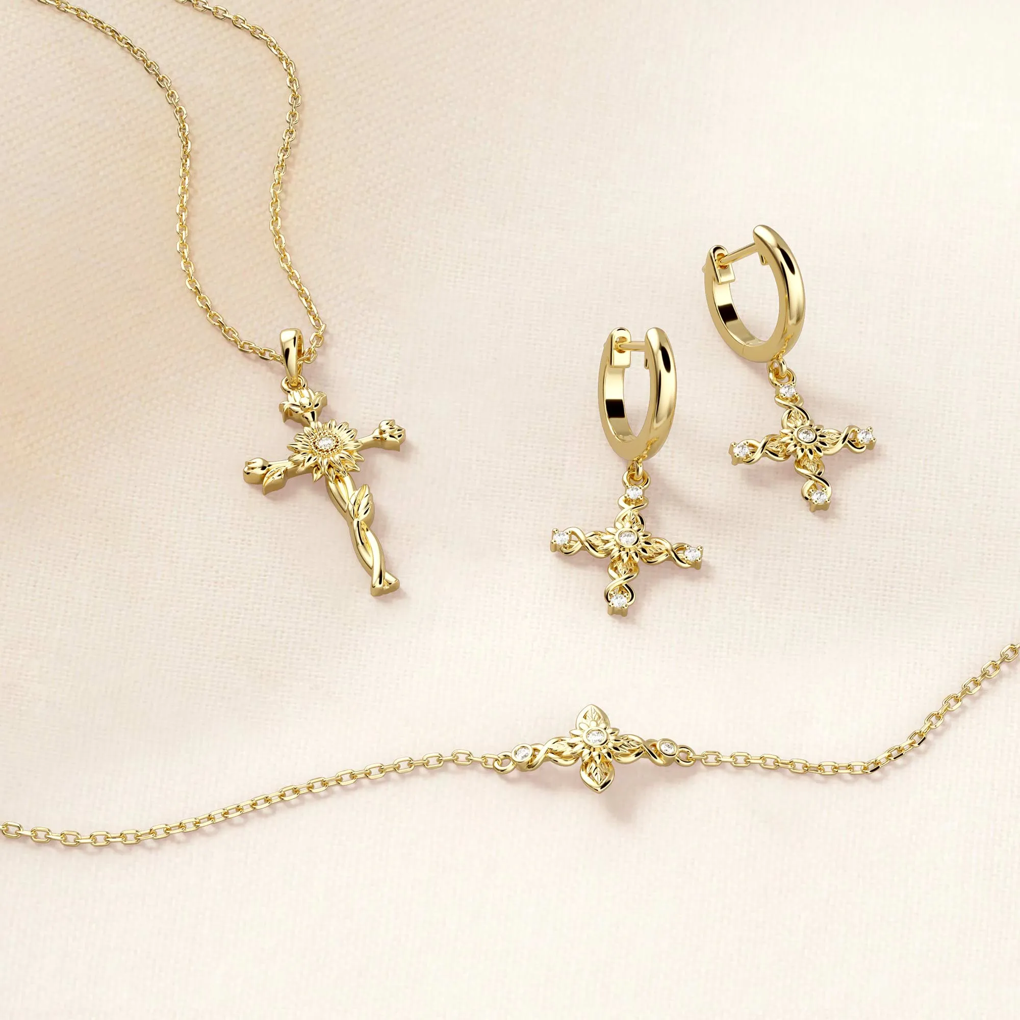 Floral Cross November Sunflower Bracelet sold by Vanimy Jewelry product image thumbnail 4