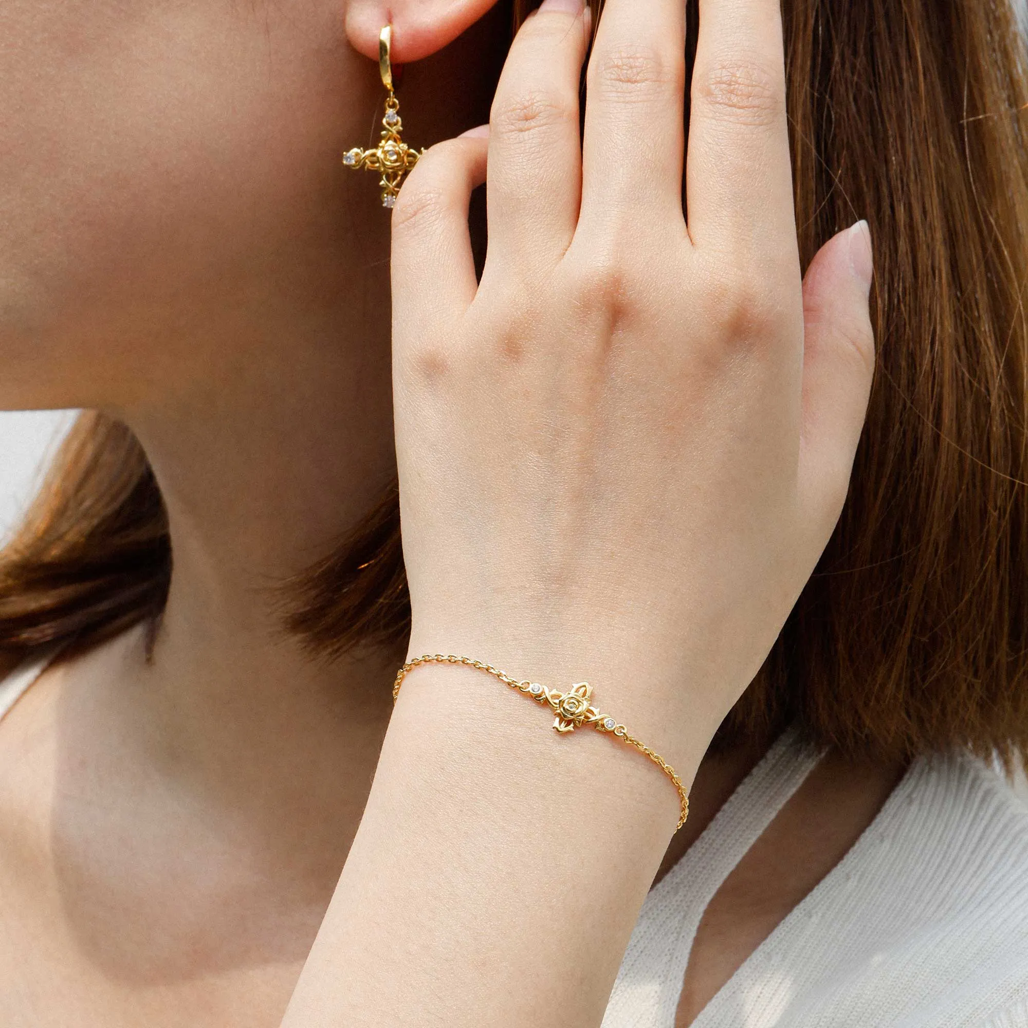 Floral Cross June Rose Bracelet sold by Vanimy Jewelry product image thumbnail 2